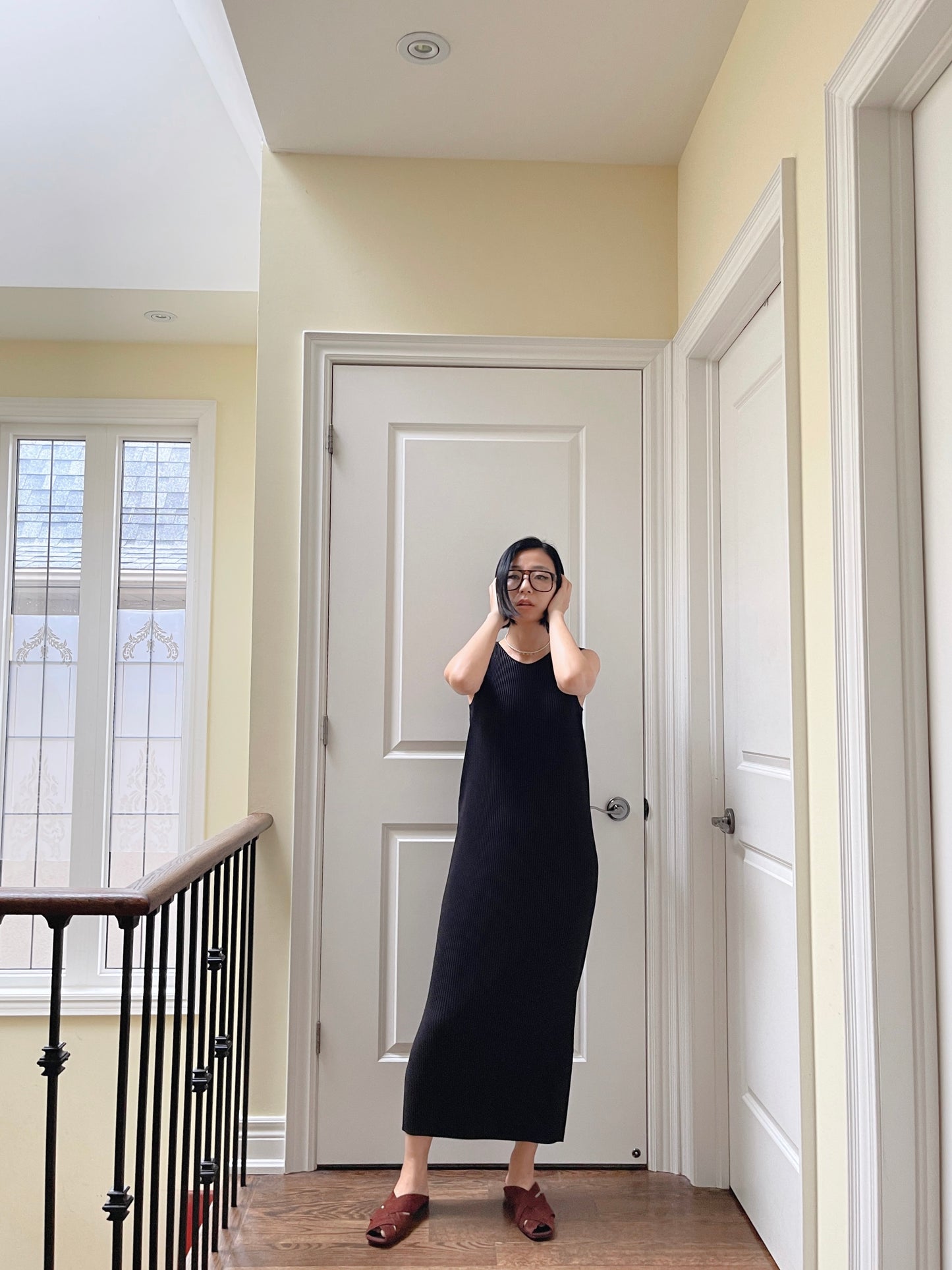 A-POC Pleats maxi dress( black, ivory)