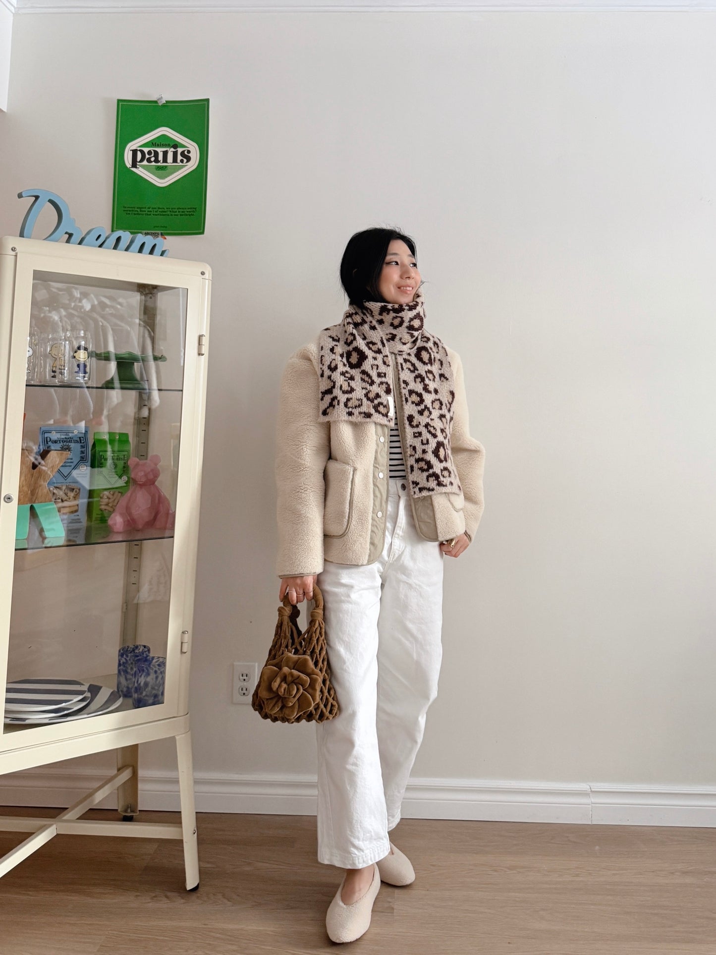 leopard print scarf (beige,brown)