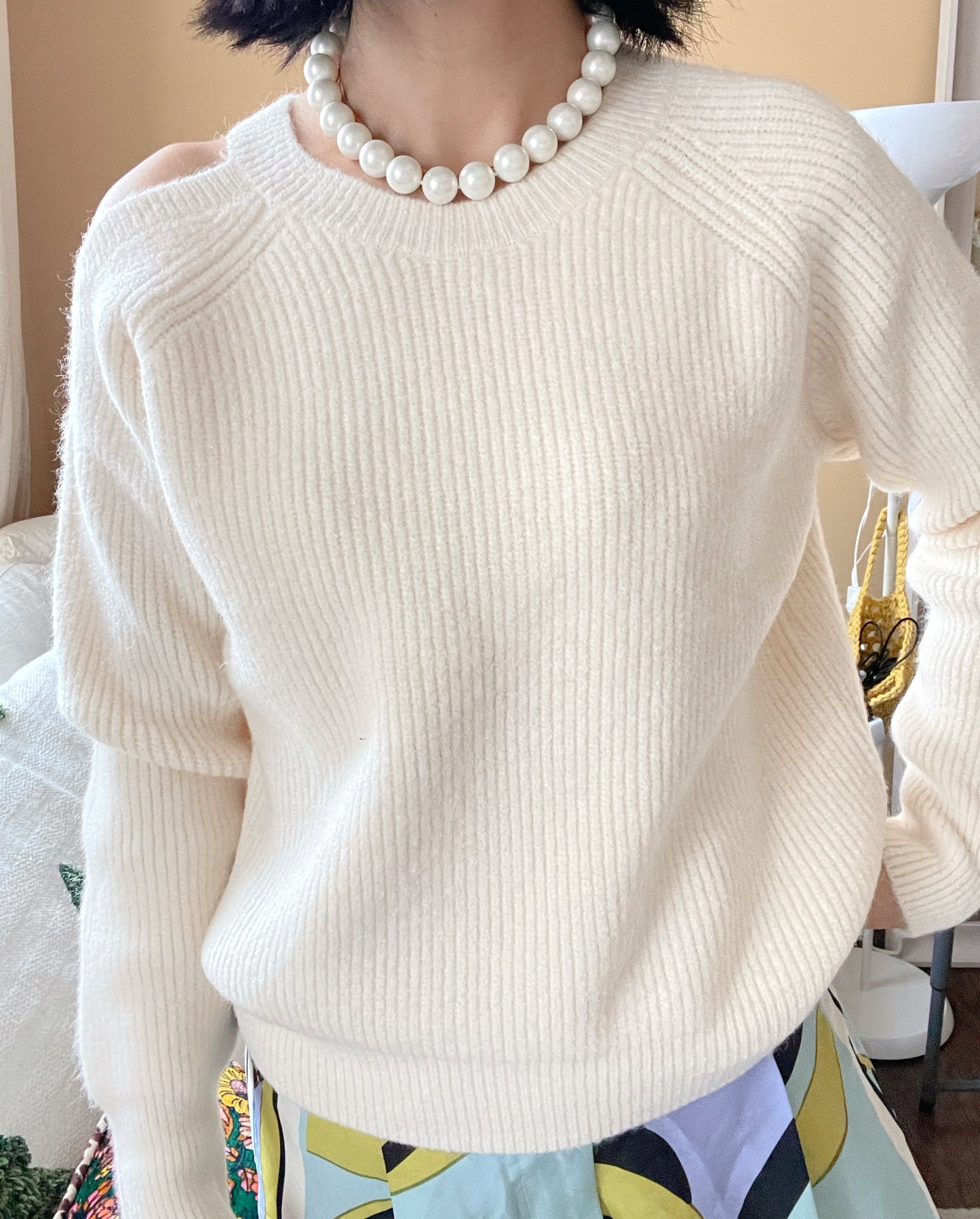 Latte wool knit (ivory, blue, black)