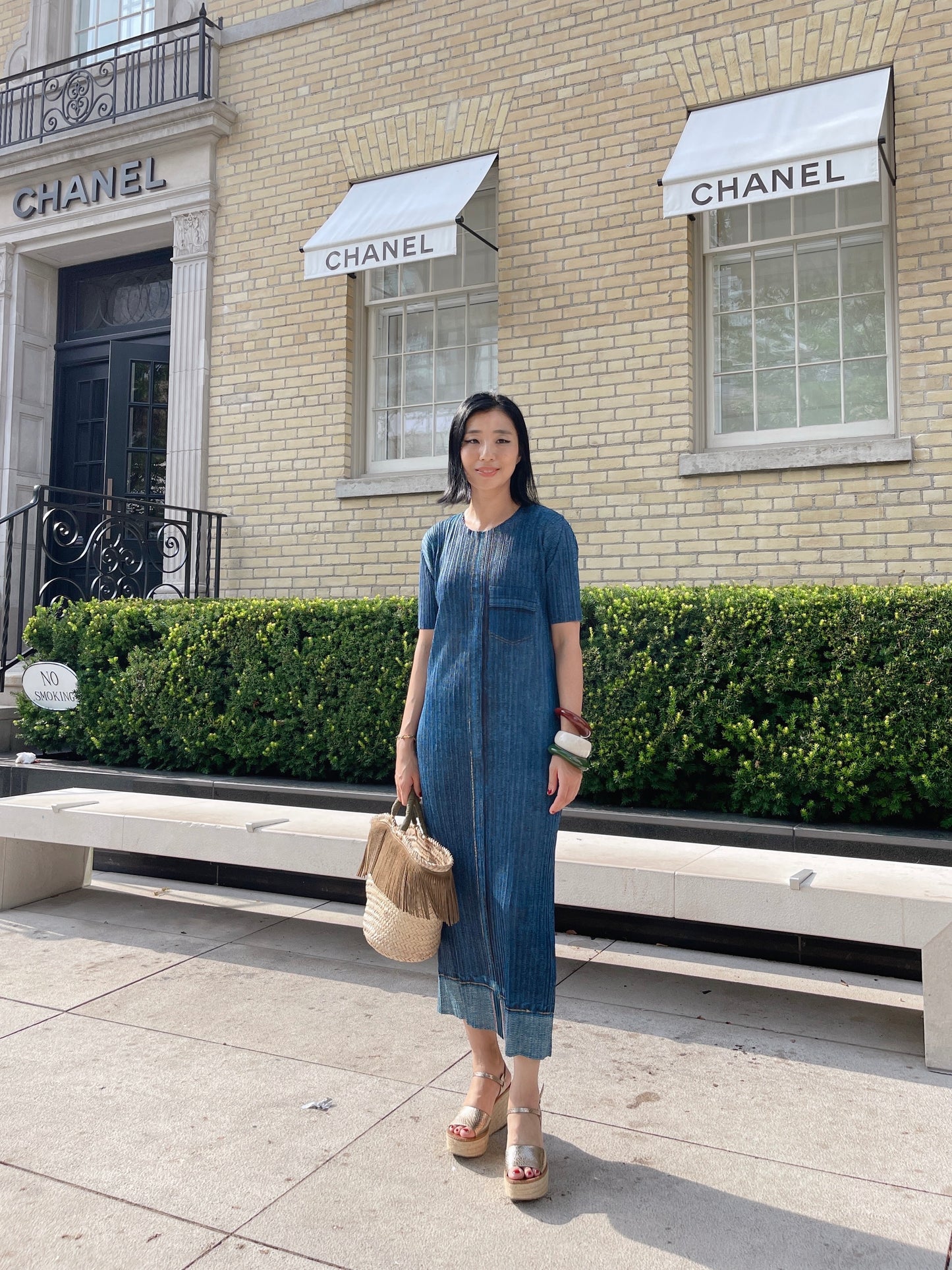 Pleats denim dress