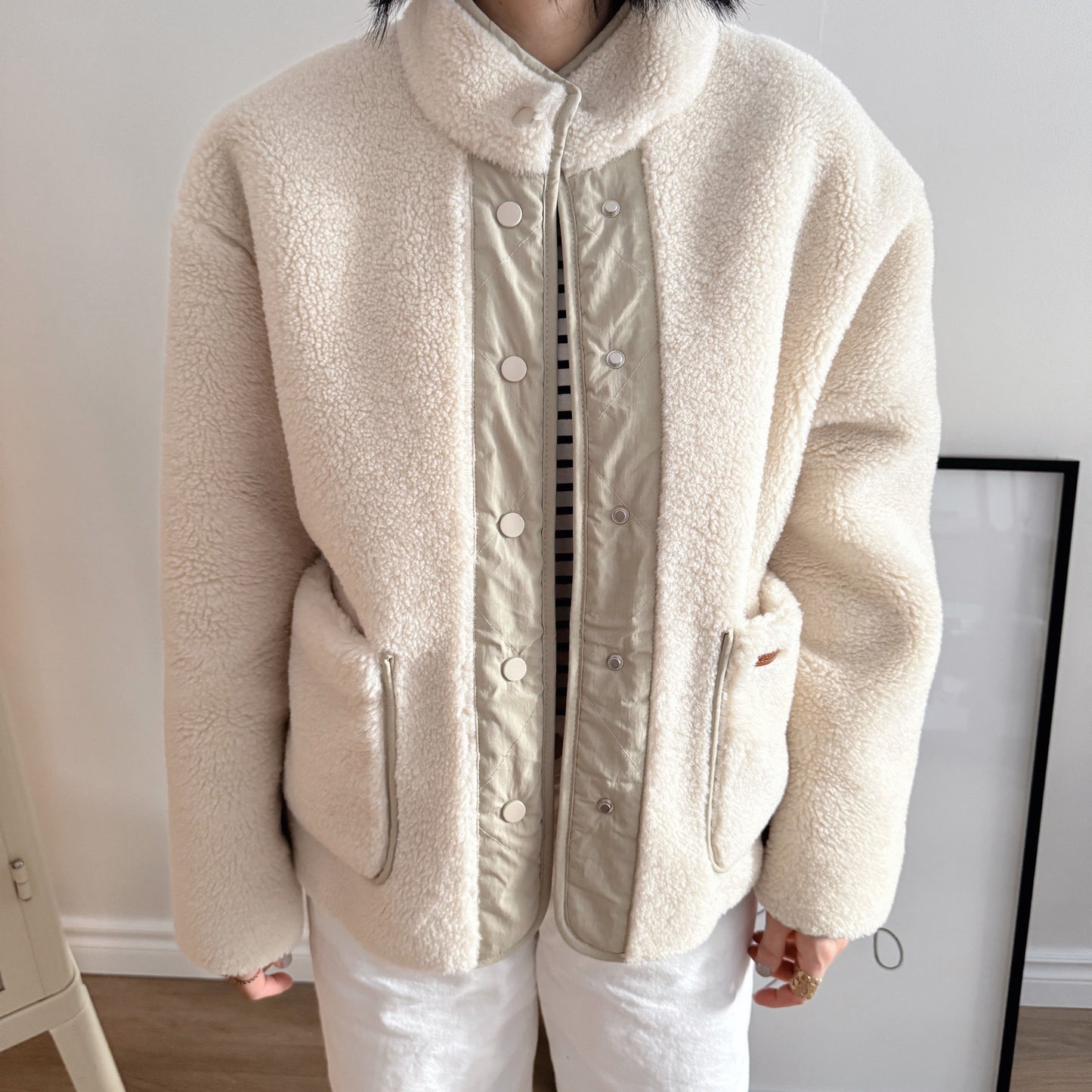 FAUX SHEARLING JACKET (Beige, Brown)
