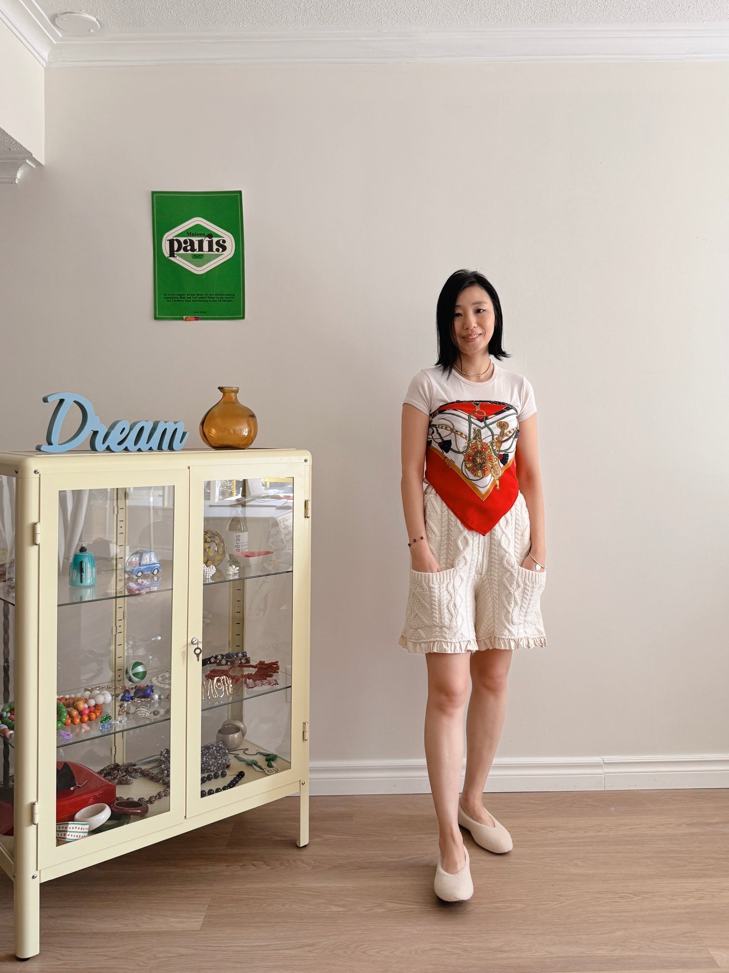 Wool knit shorts(ivory, red, black)