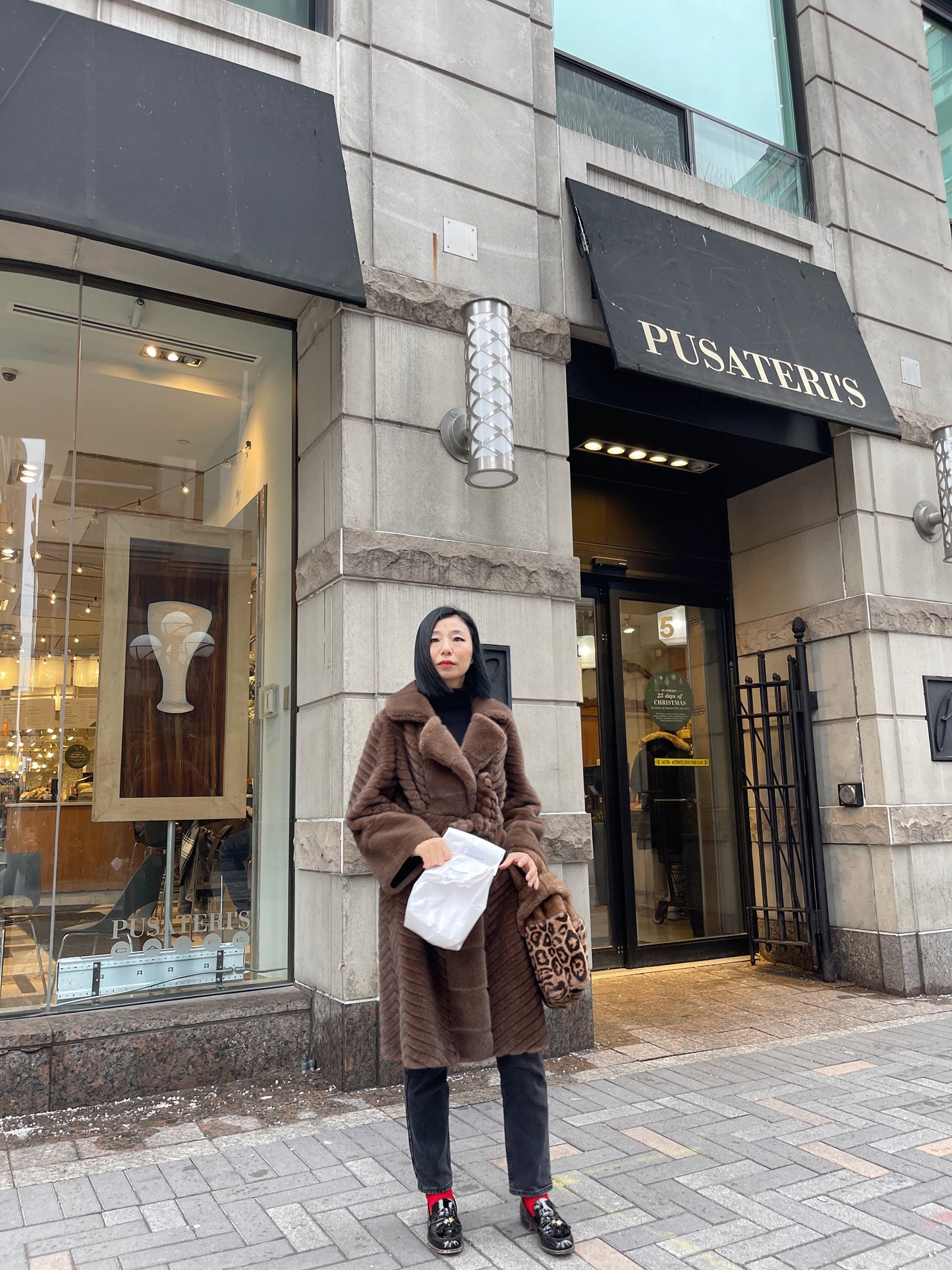 Eco mink coat 2 (brown, light brown, white)