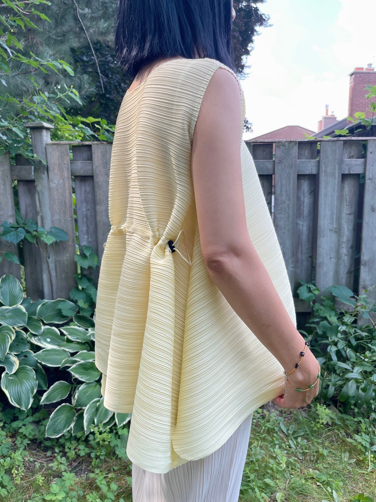 Pleats back string sleeveless (royal blue, lavender, ivory, lemon)