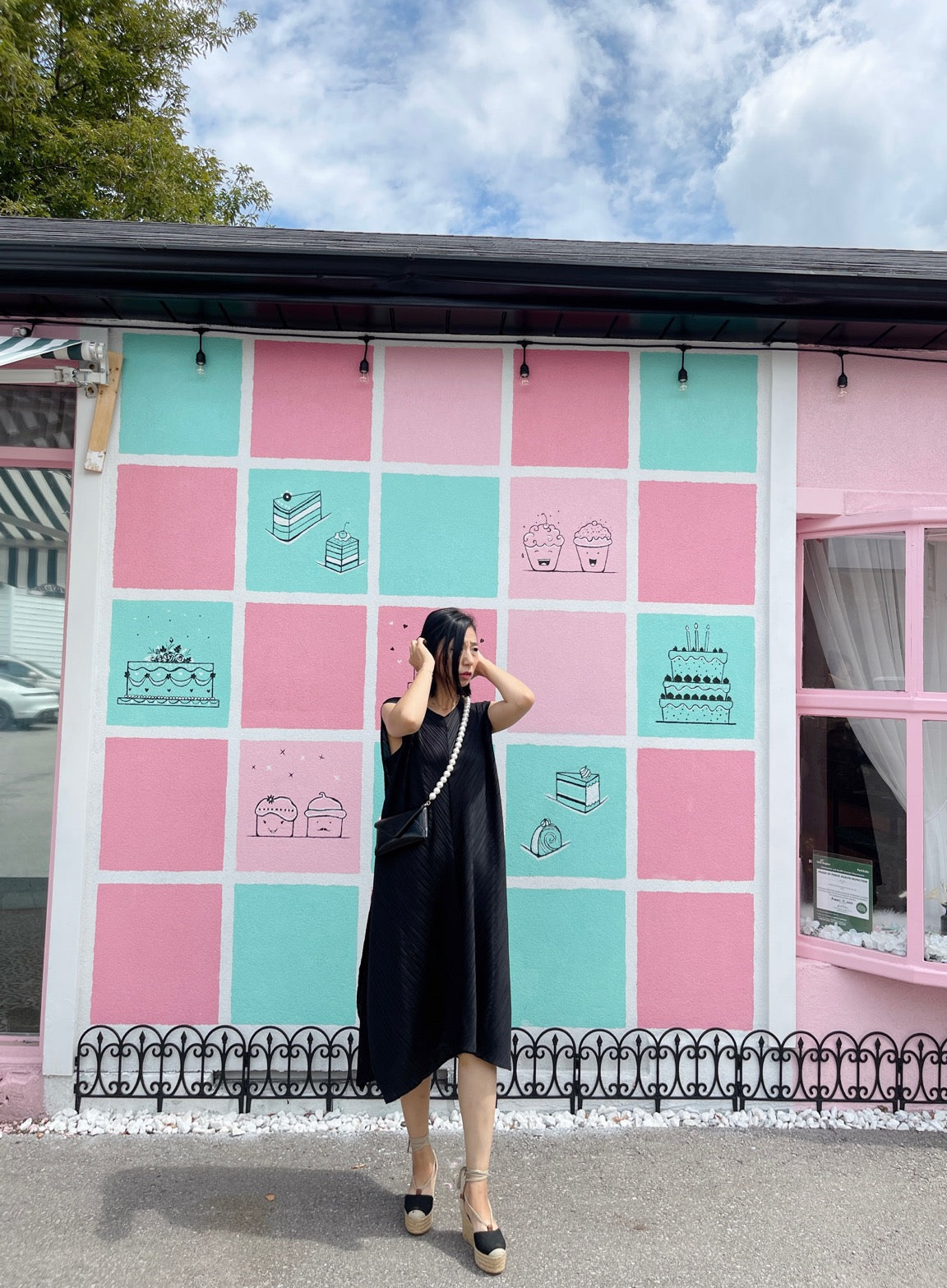 solid dress (black, pastel blue ,pink)