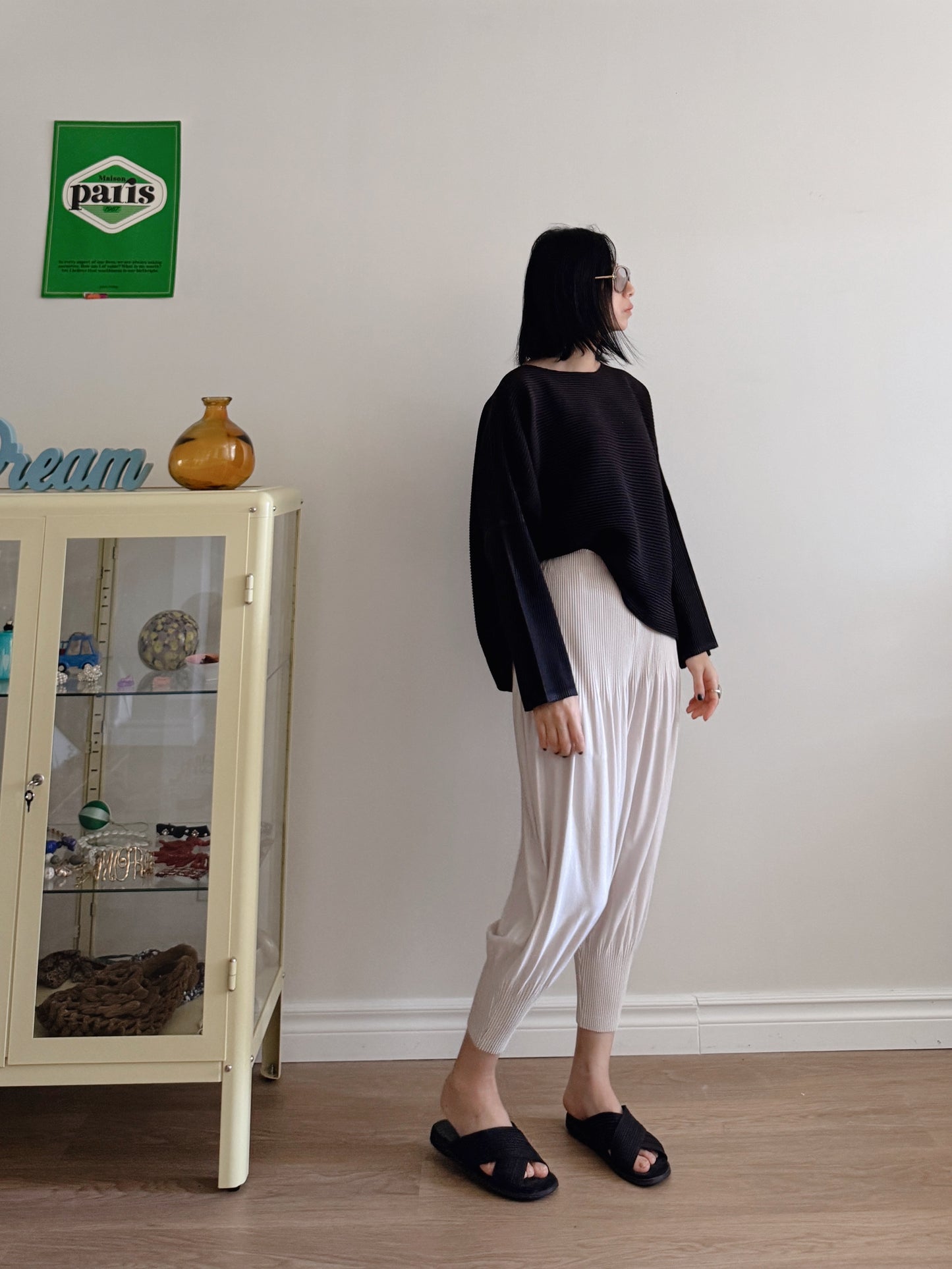 Pleats baggy pants ( black, pink, ivory, orange, mocha)