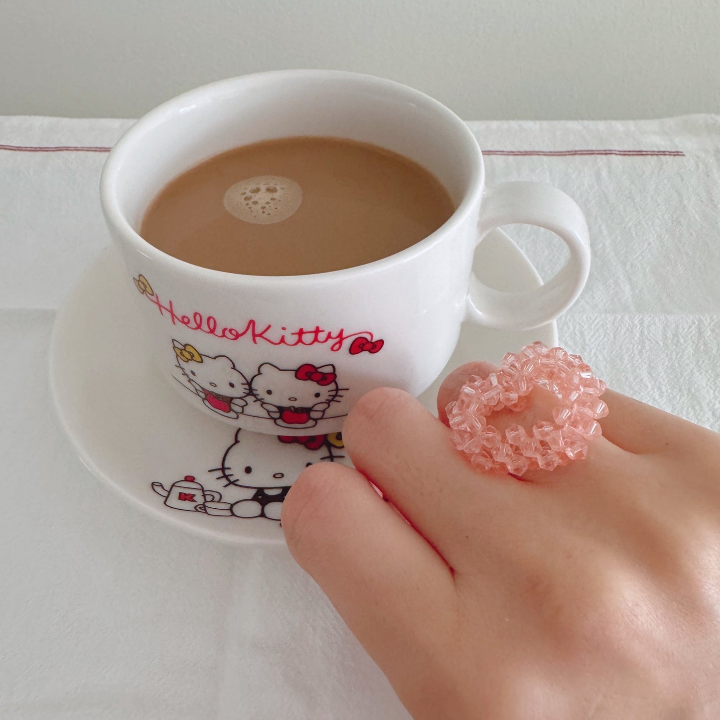 beaded heart ring (pink,lavender)