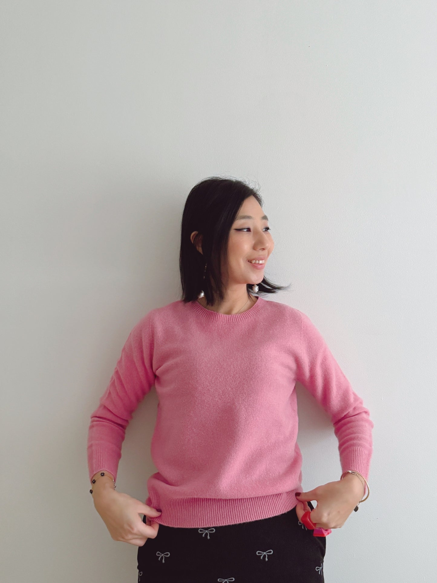Wool round knit (pink, pastel green)