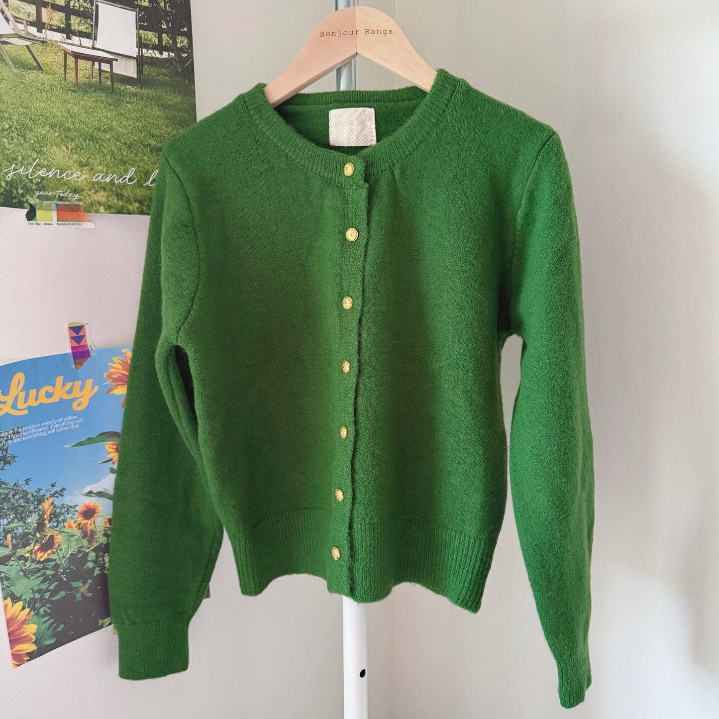 Golden button cardigan (gray, green,brown,pink,red,black)
