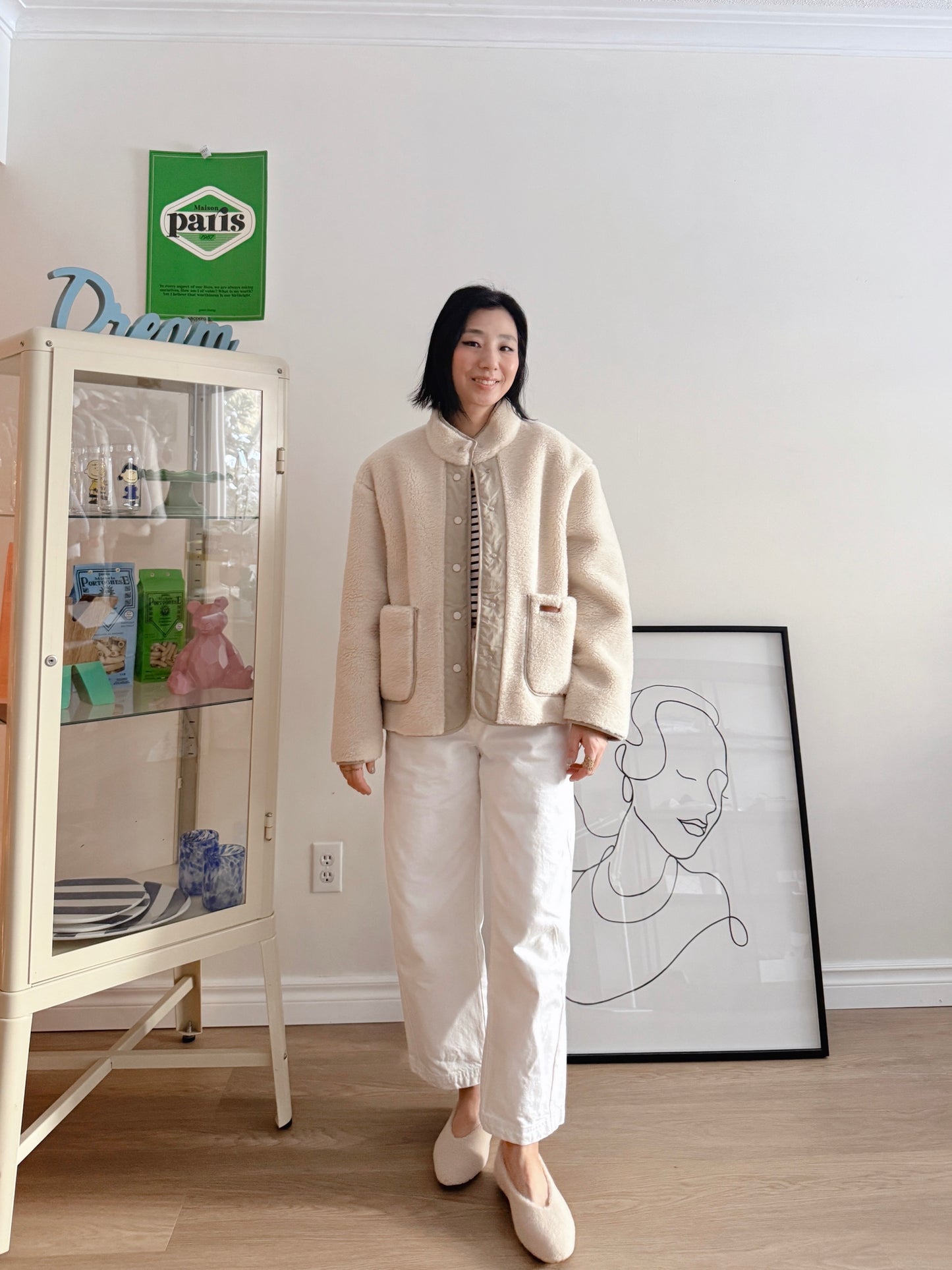 FAUX SHEARLING JACKET (Beige, Brown)