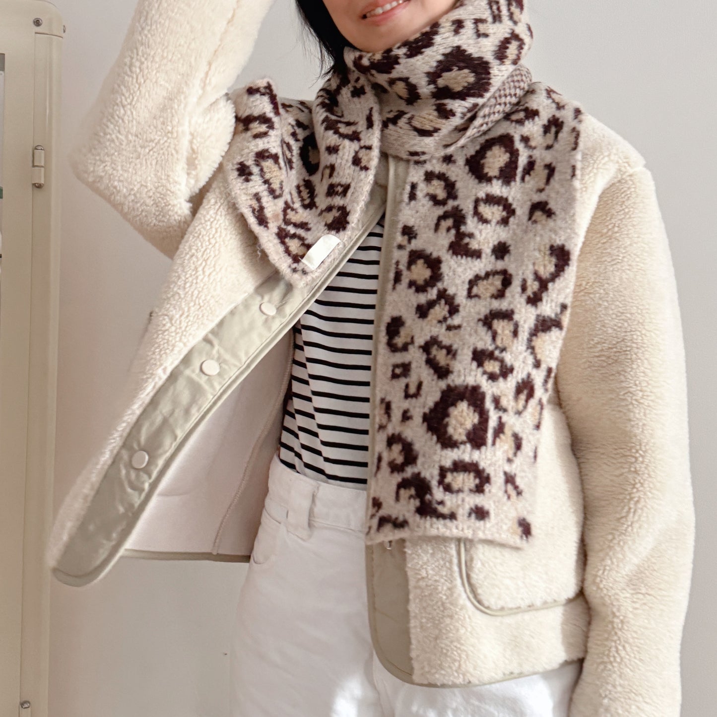 leopard print scarf (beige,brown)