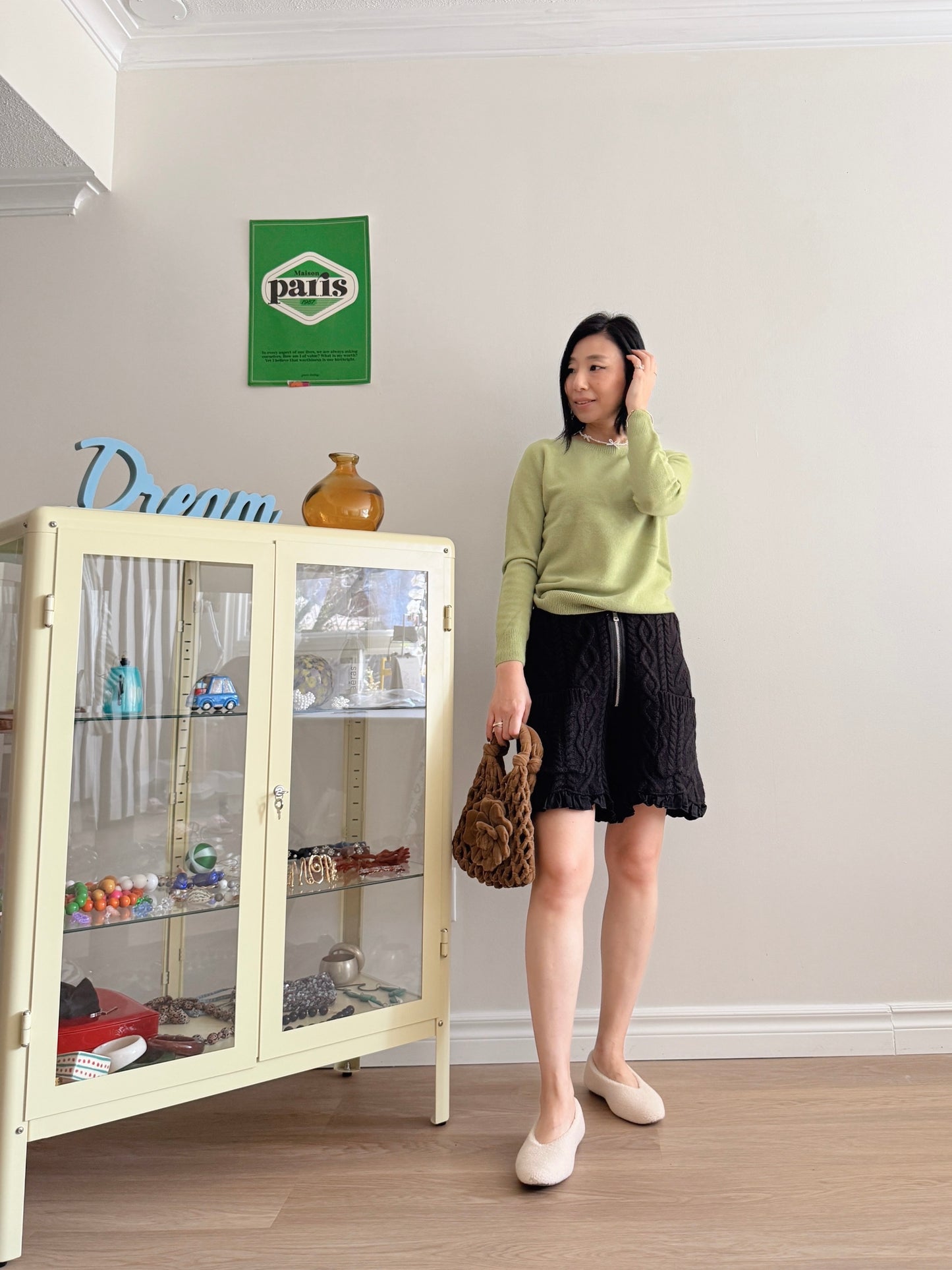 Wool round knit (pink, pastel green)