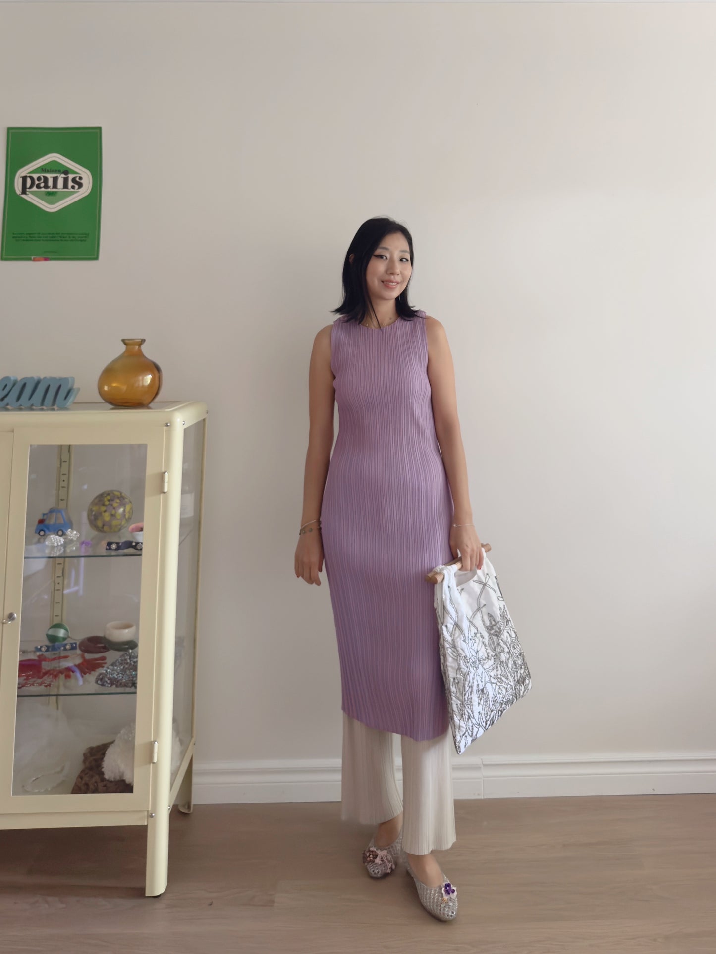 Lavender pleated dress