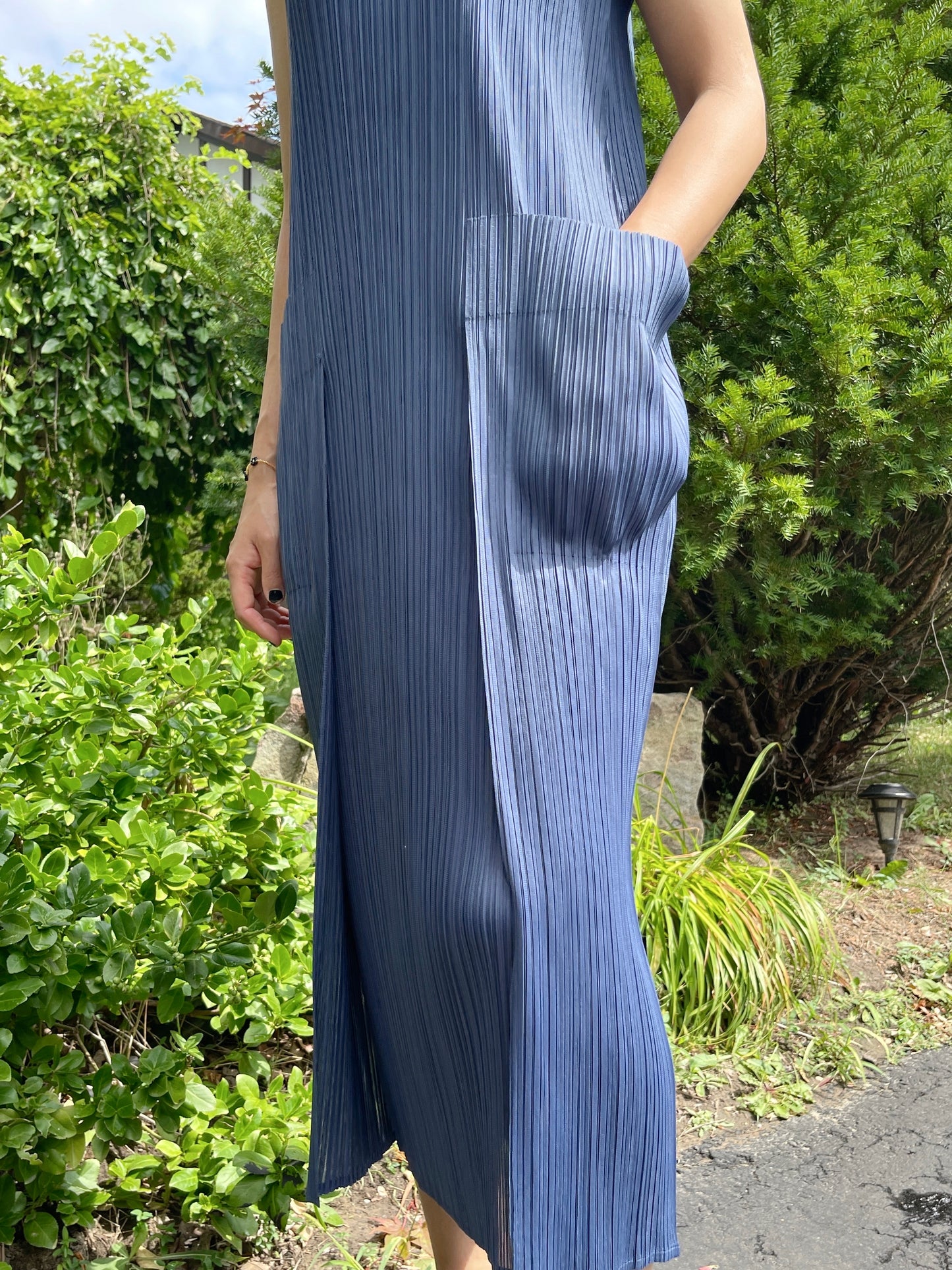 Pleats pocket dress( navy, ivory)