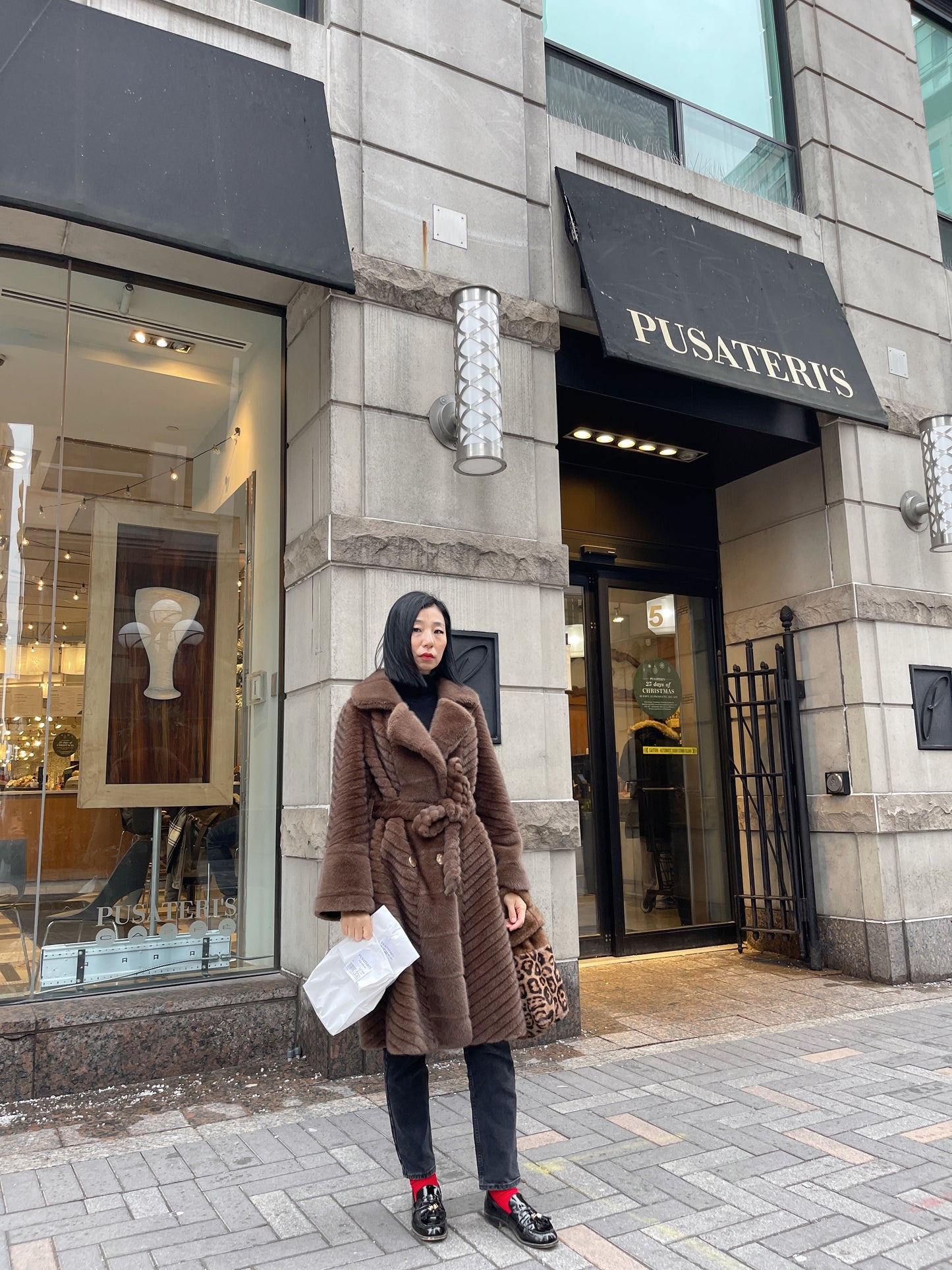 Eco mink coat 2 (brown, light brown, white)