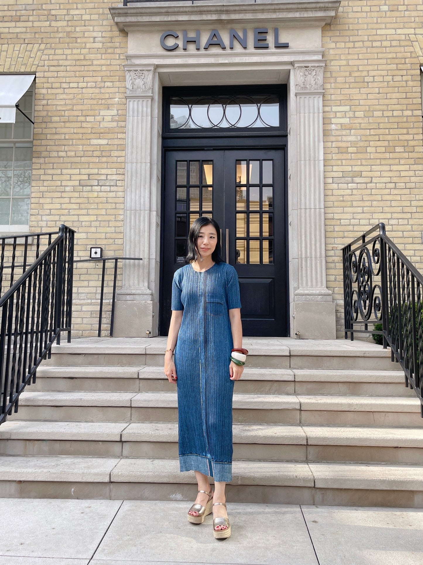 Pleats denim dress