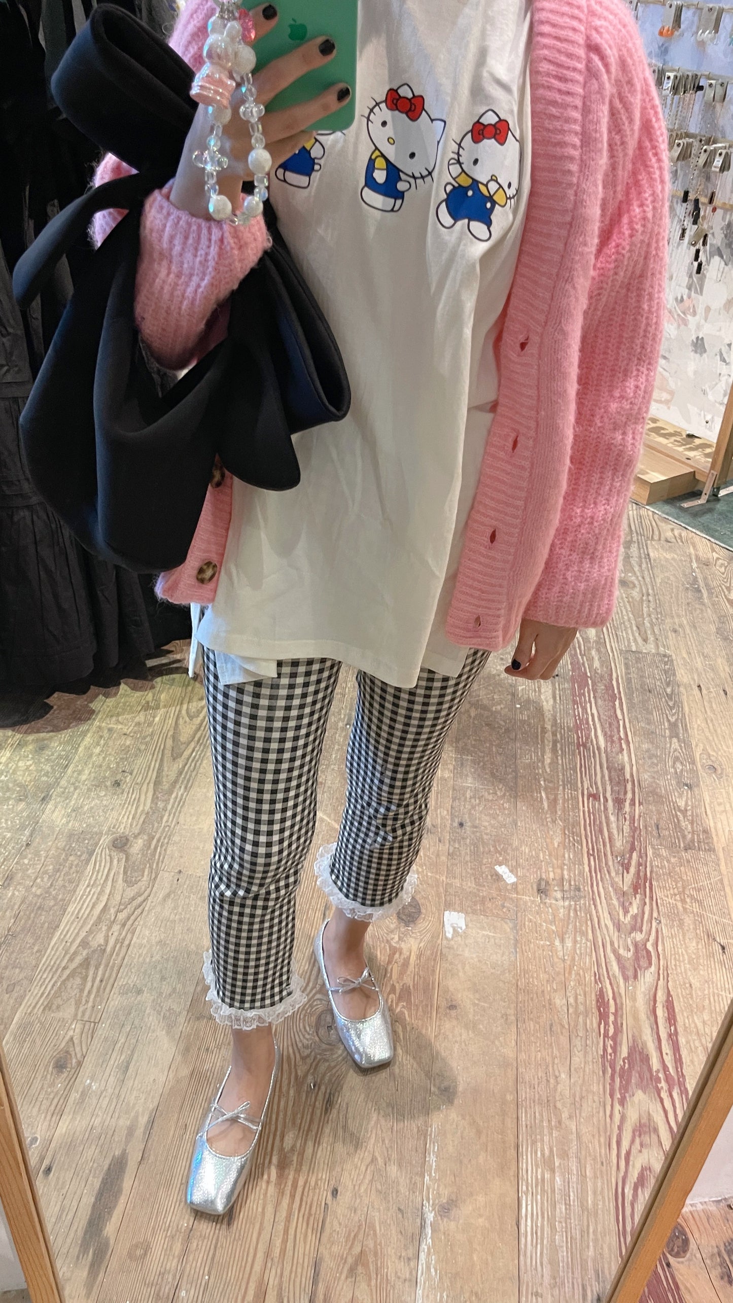 Check Lace Pants (pink, black)
