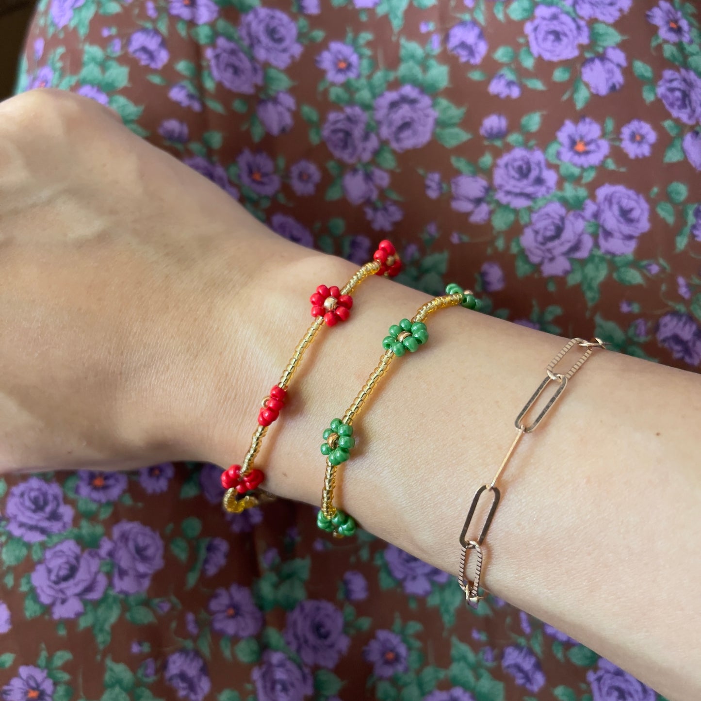 BEADED FLOWER BRACELET