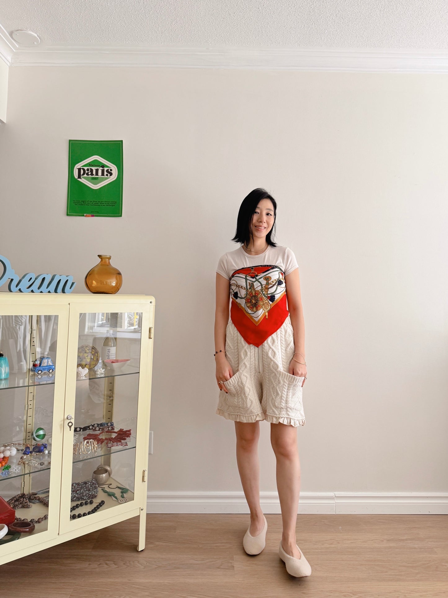 Wool knit shorts(ivory, red, black)
