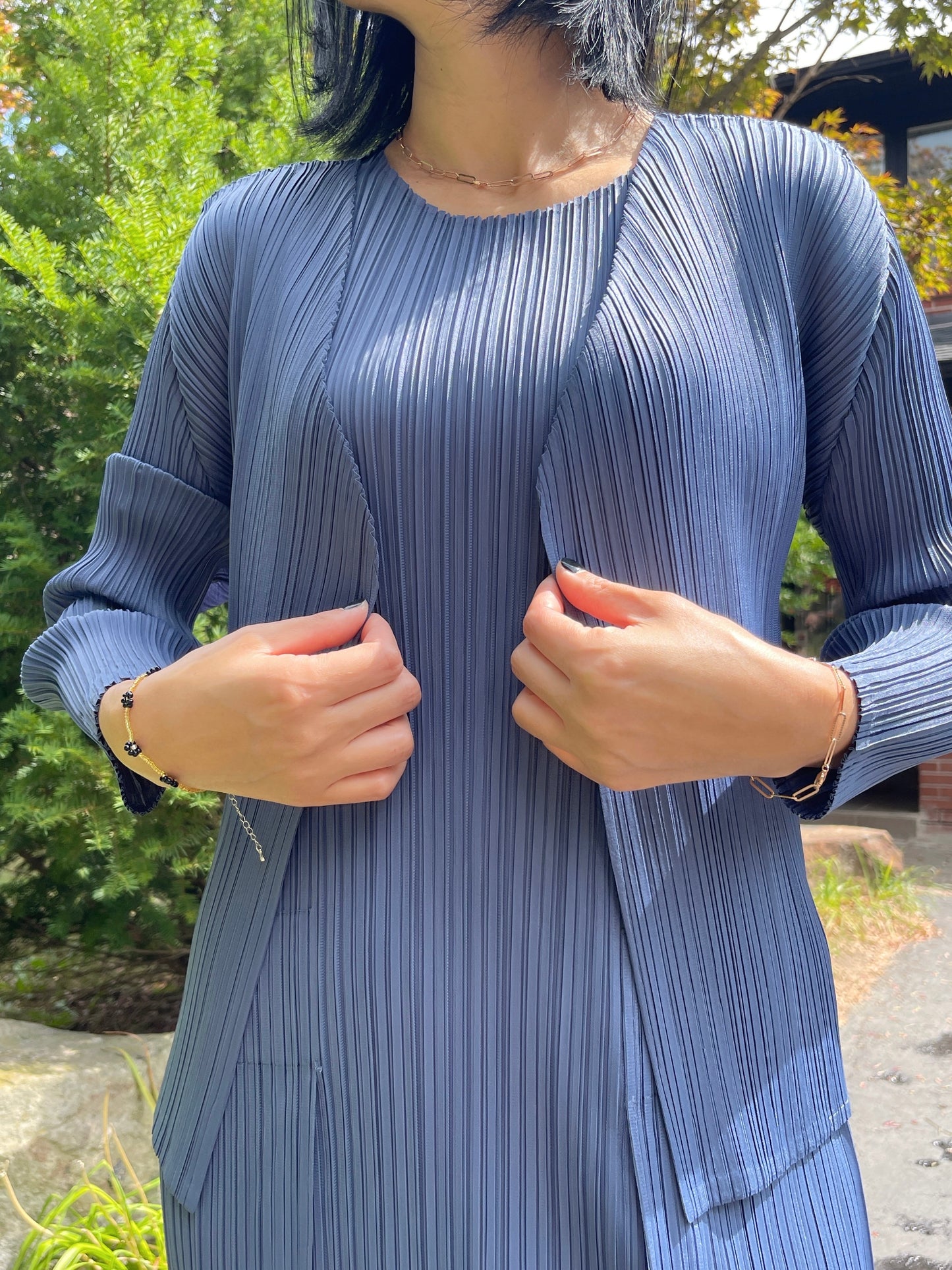 pleats basic cardigan( navy, ivory)
