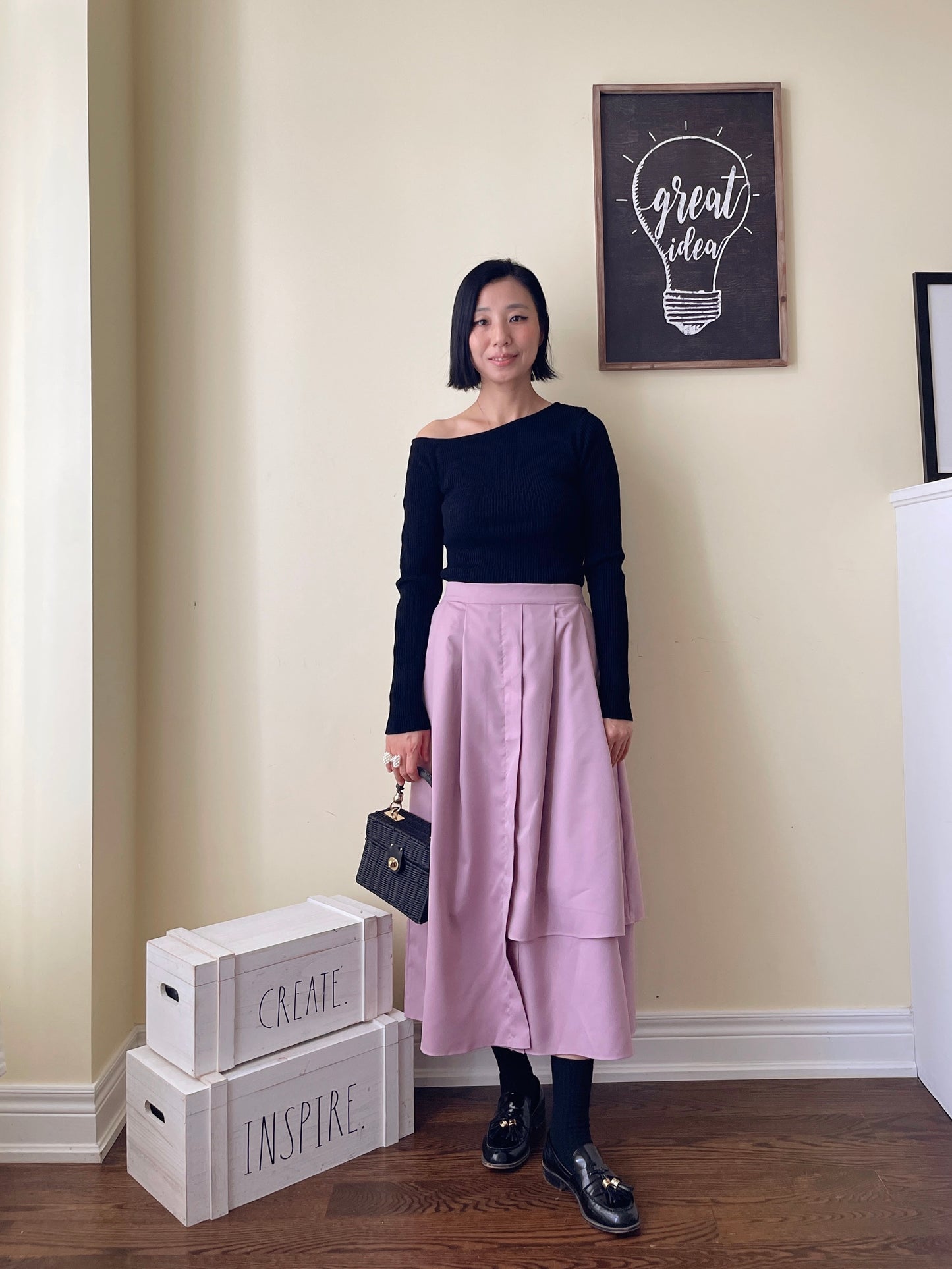Off shoulder knit (ivory, yellow,sky blue, black)