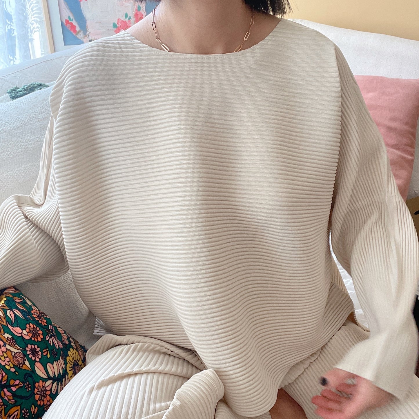 A-POC Pleats Oversize Top (ivory, black)