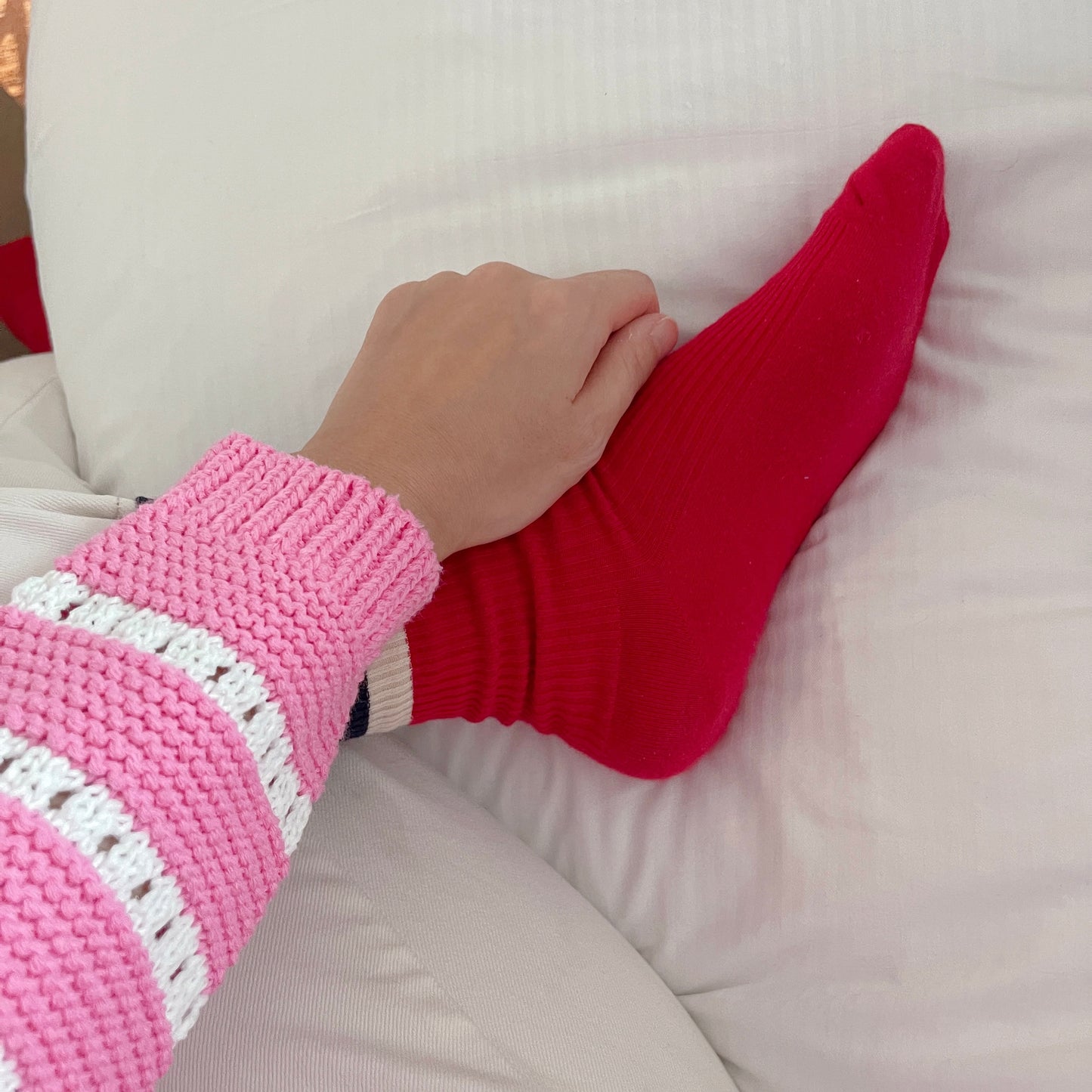 Punching knit cardigan (pink,green)