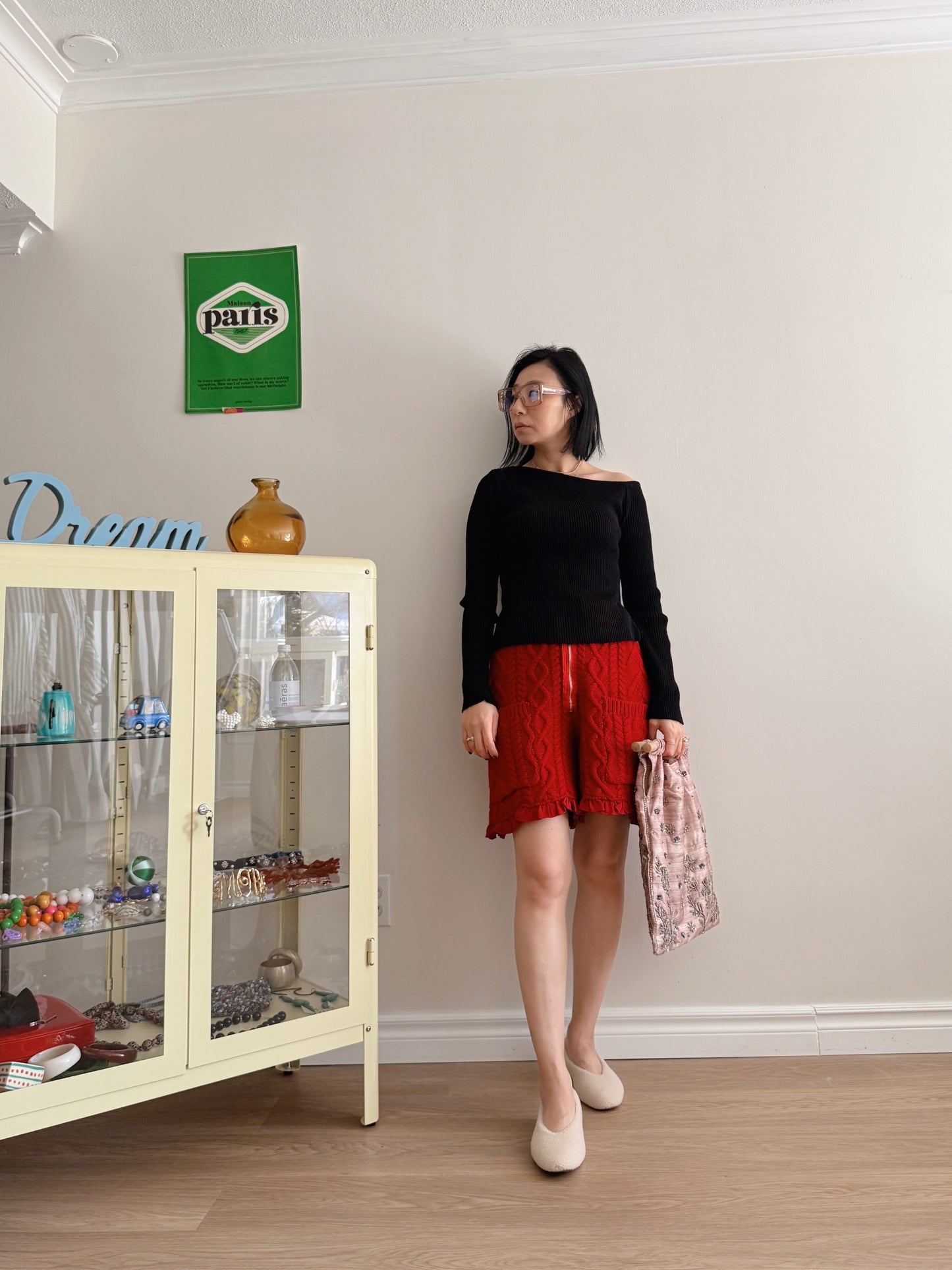 Wool knit shorts(ivory, red, black)