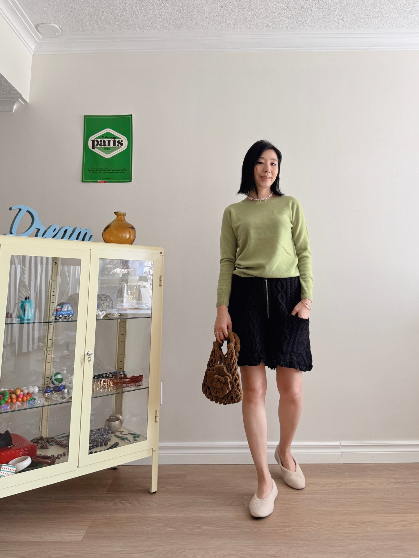 Wool round knit (pink, pastel green)