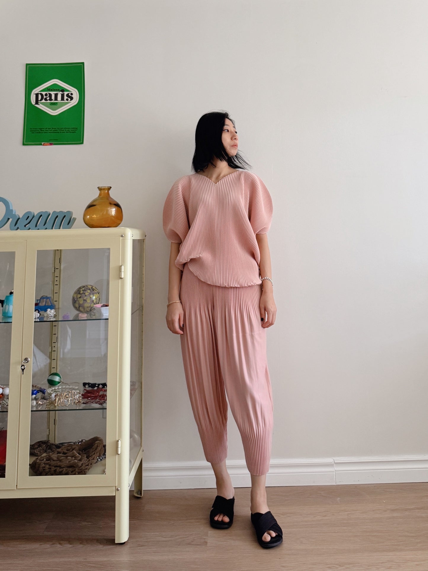 Pleats baggy pants ( black, pink, ivory, orange, mocha)