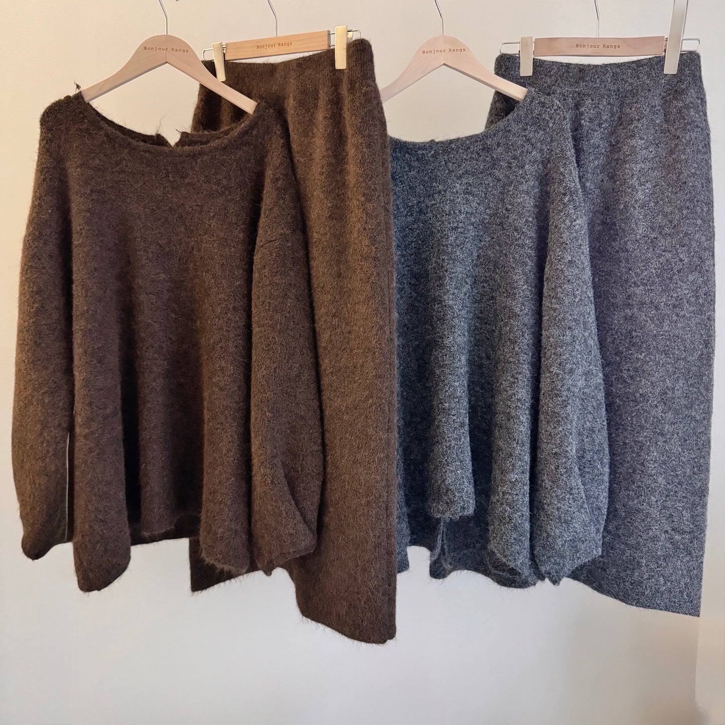 Button Knit Two Piece Sets(brown, grey)