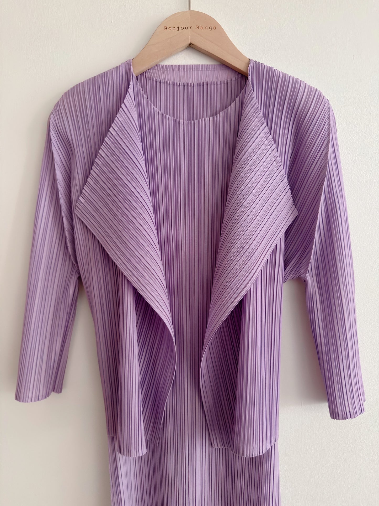 Lavender pleated Midi-length cardigan