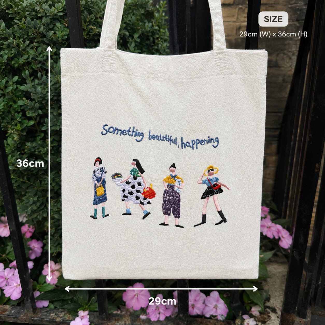Something Beautiful Embroidered Tote Bag