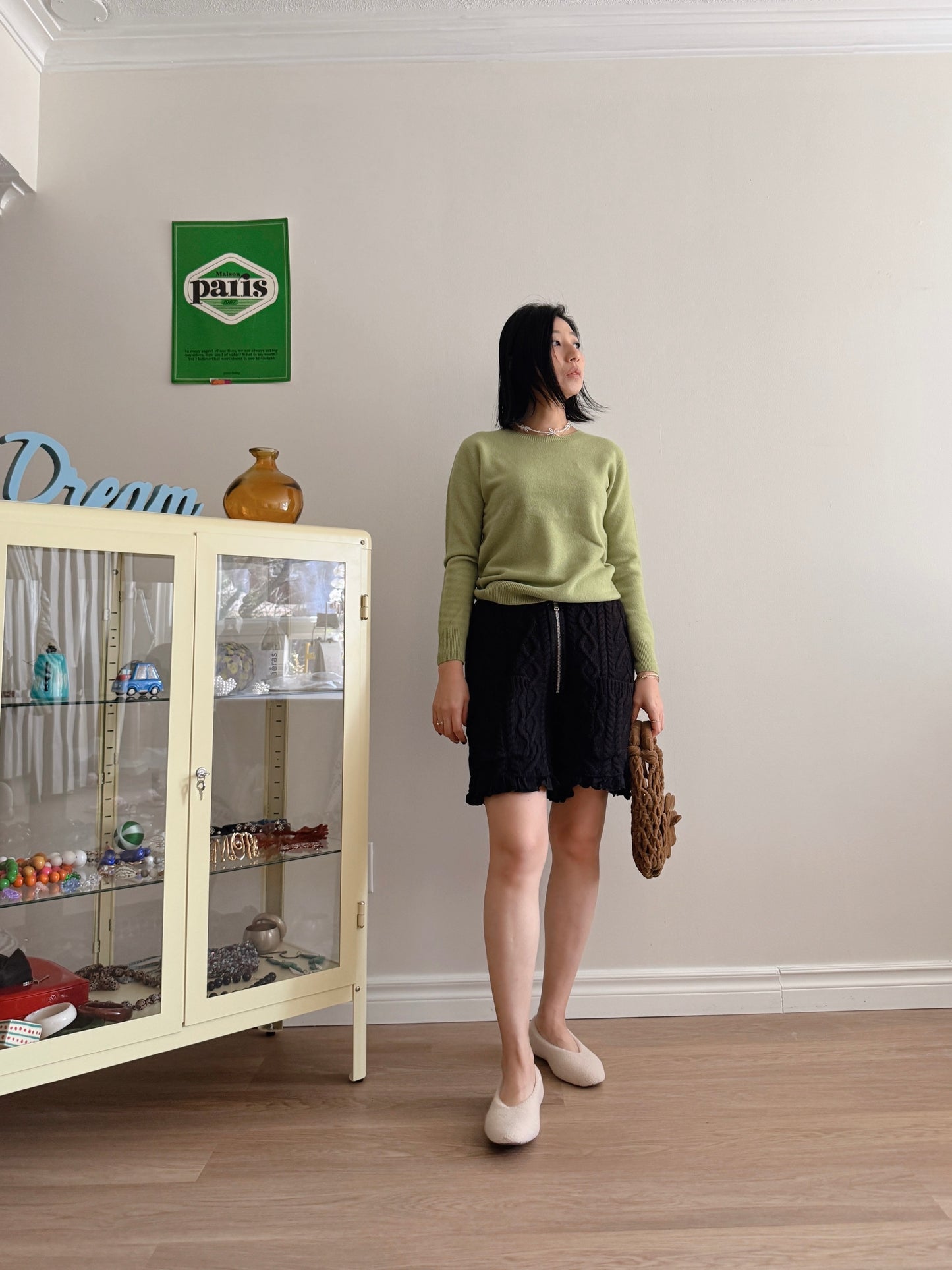Wool round knit (pink, pastel green)