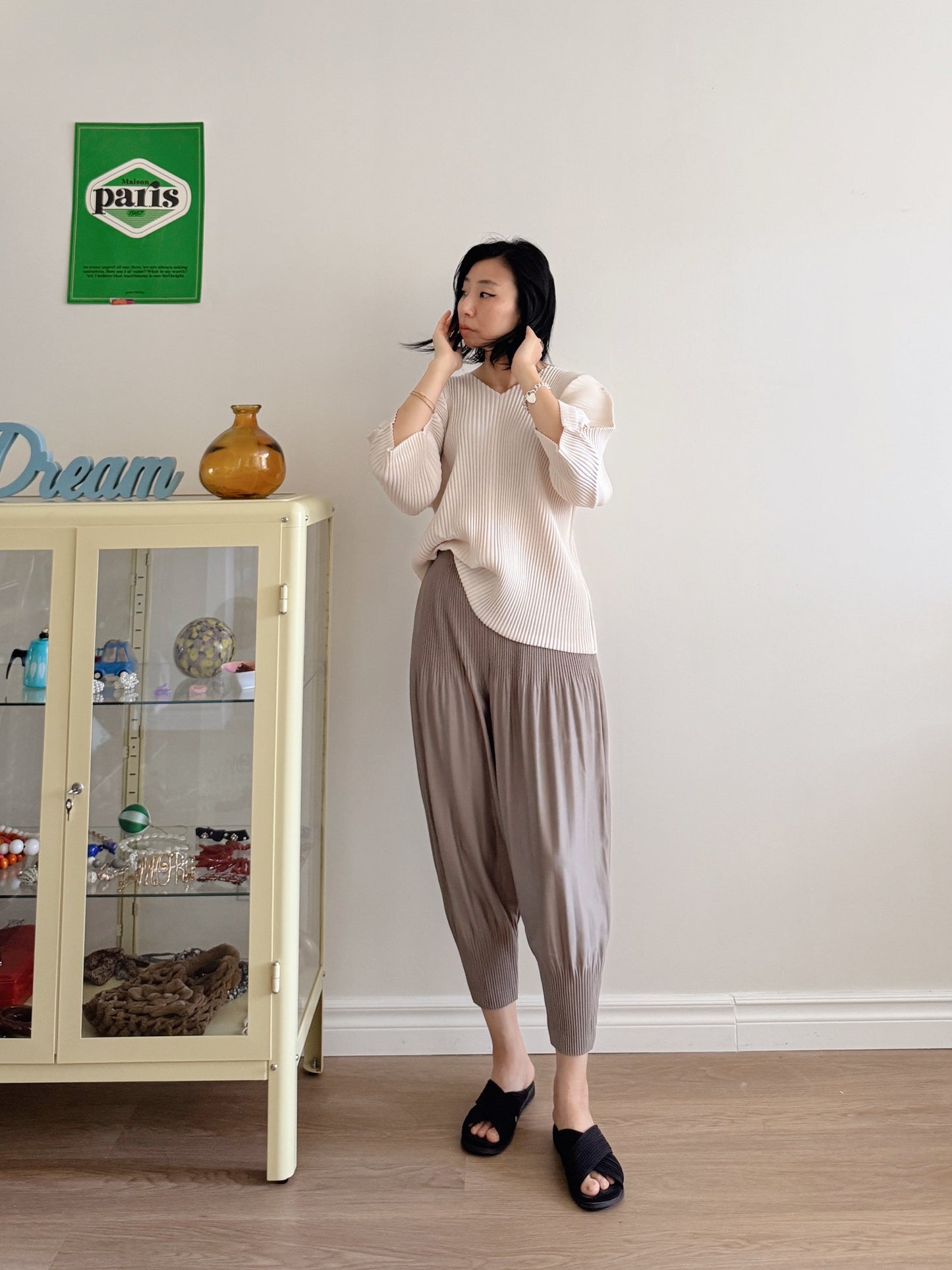 Pleats baggy pants ( black, pink, ivory, orange, mocha)