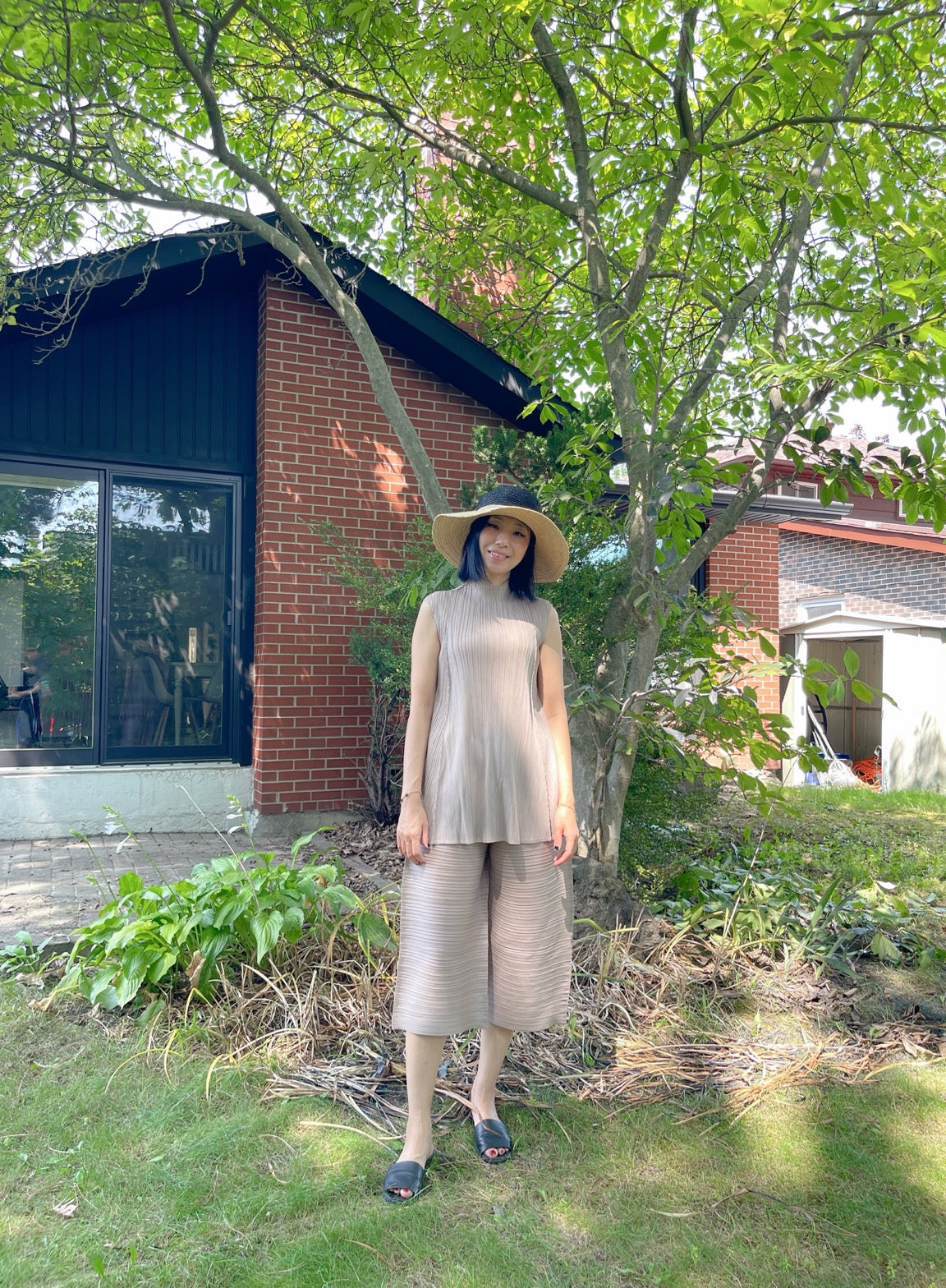 Pleats A line long top (ivory,black,mocha)