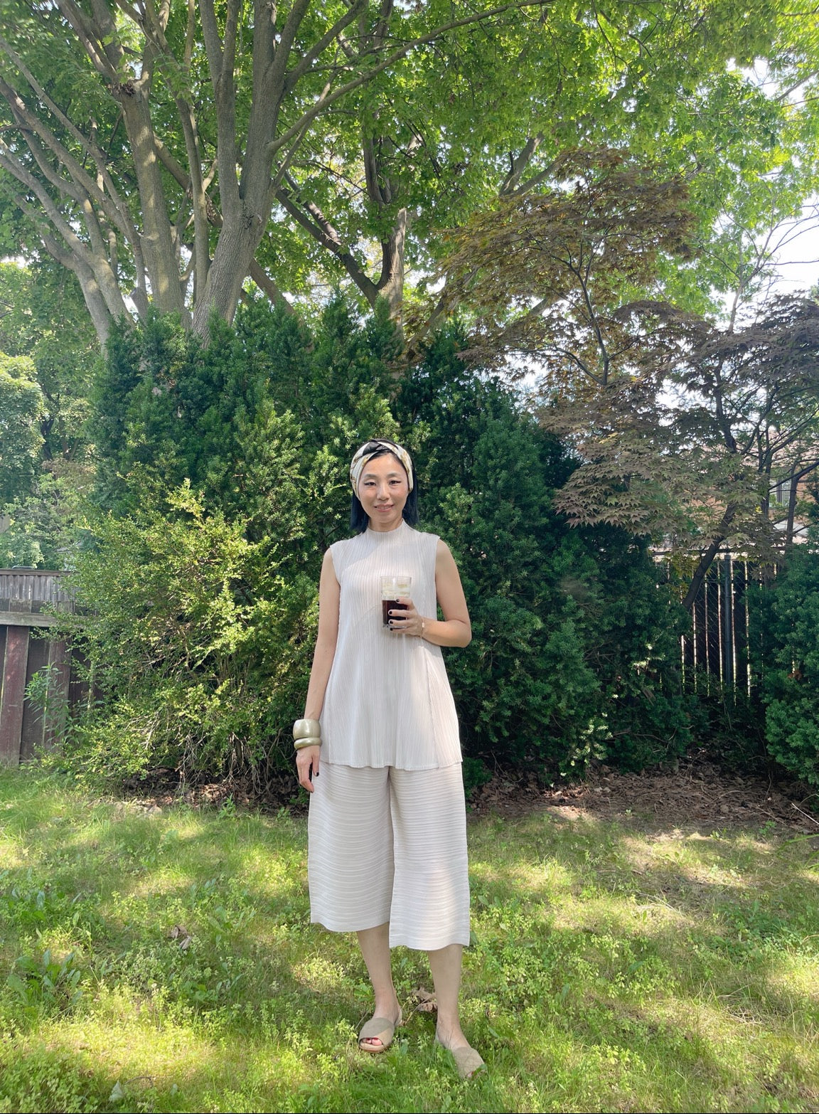 Pleats A line long top (ivory,black,mocha)