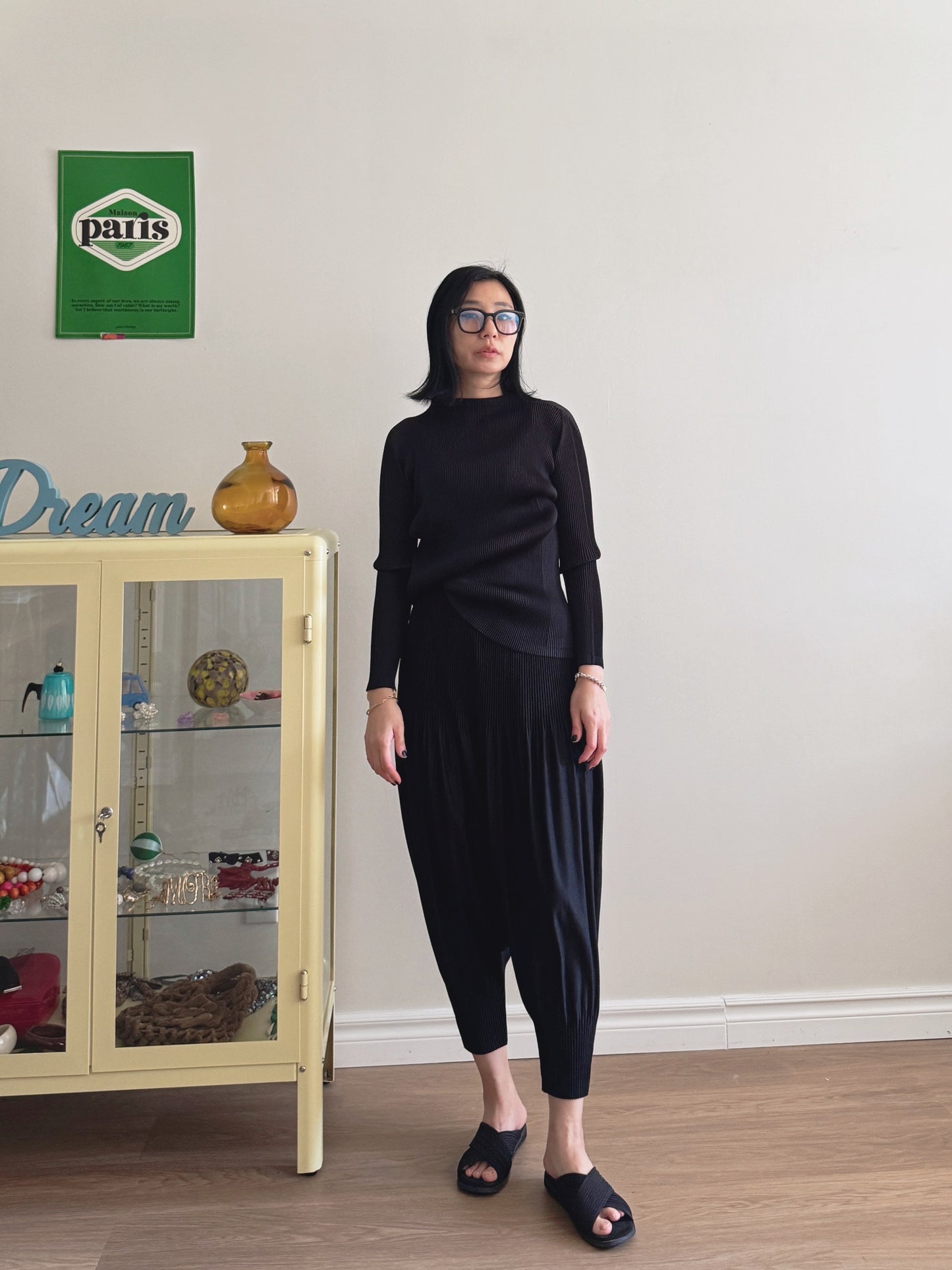 Pleats baggy pants ( black, pink, ivory, orange, mocha)