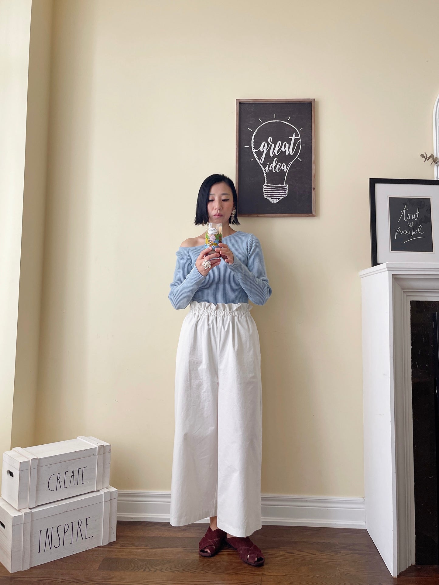Off shoulder knit (ivory, yellow,sky blue, black)