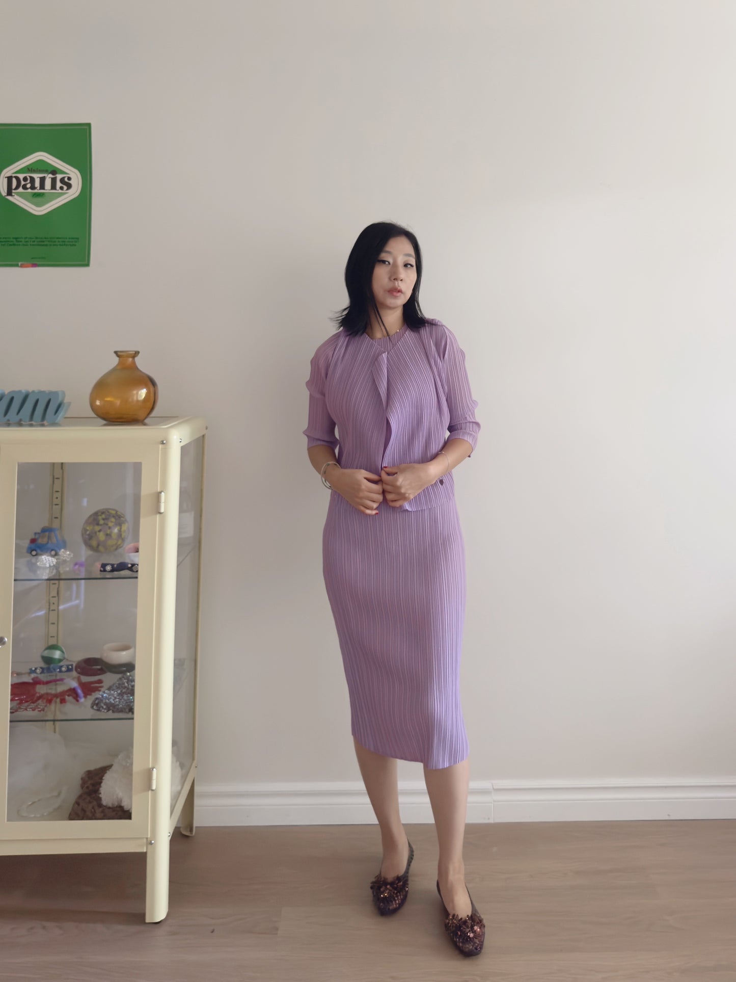 Lavender pleated dress