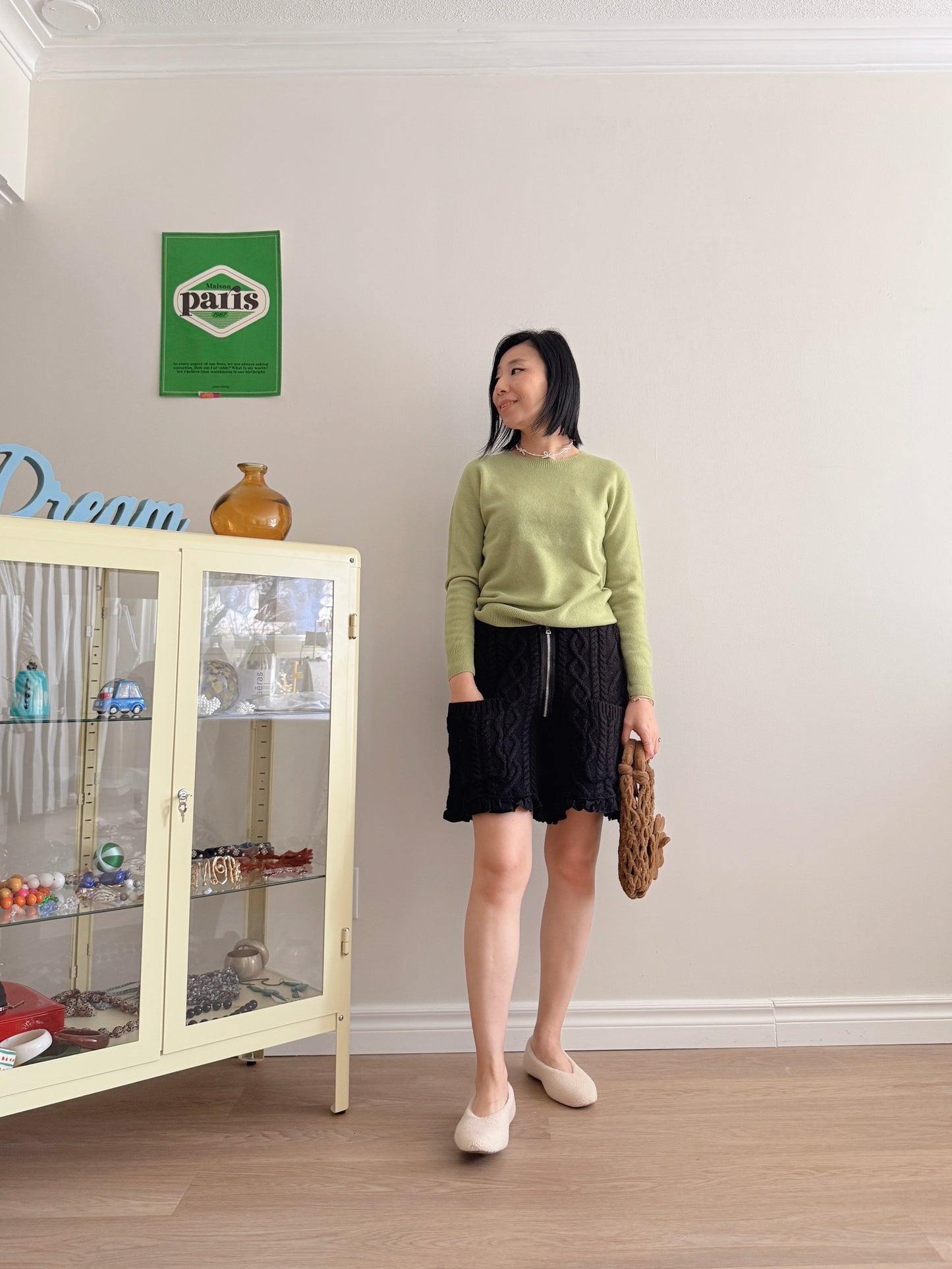Wool round knit (pink, pastel green)