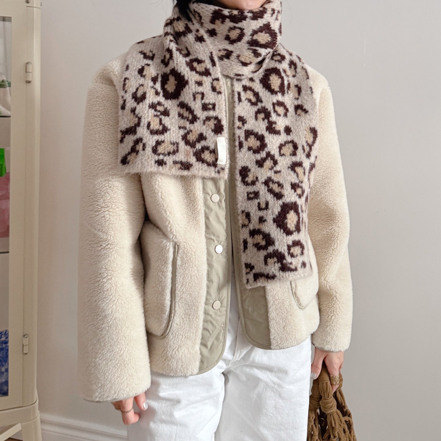leopard print scarf (beige,brown)