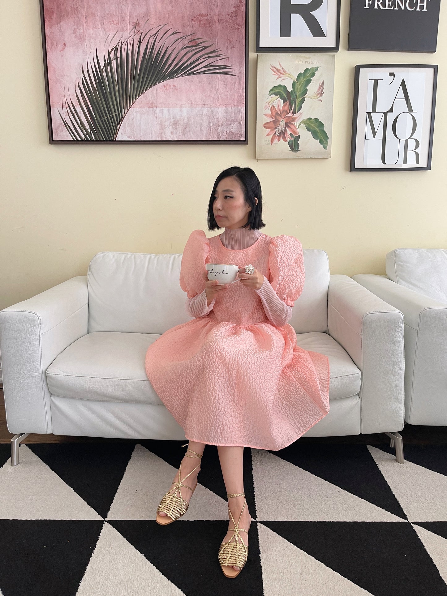 semi-sheer top (ivory, black, pink)