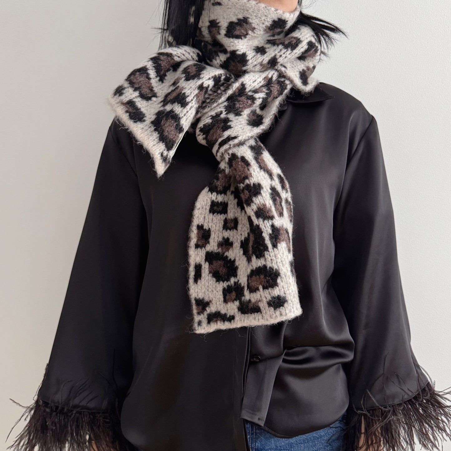 leopard print scarf (beige,brown)