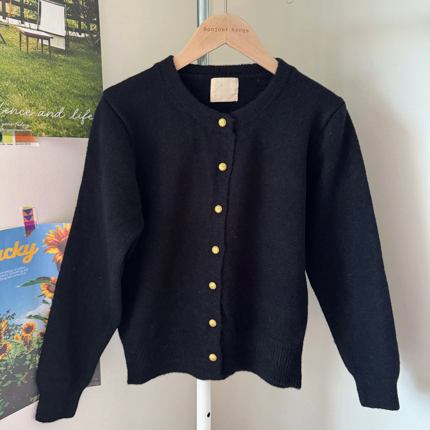 Golden button cardigan (gray, green,brown,pink,red,black)