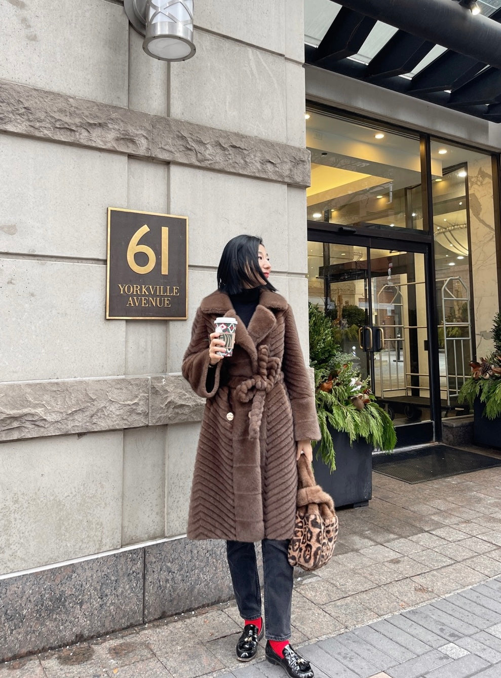 Eco mink coat 2 (brown, light brown, white)