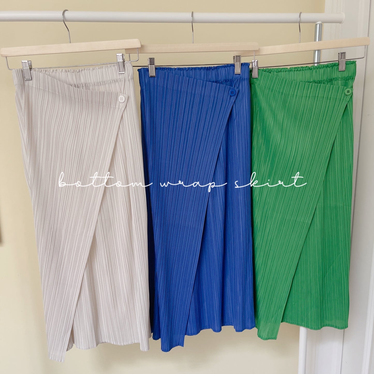 <SPECIAL> Button wrap skirt (green, blue, ivory)