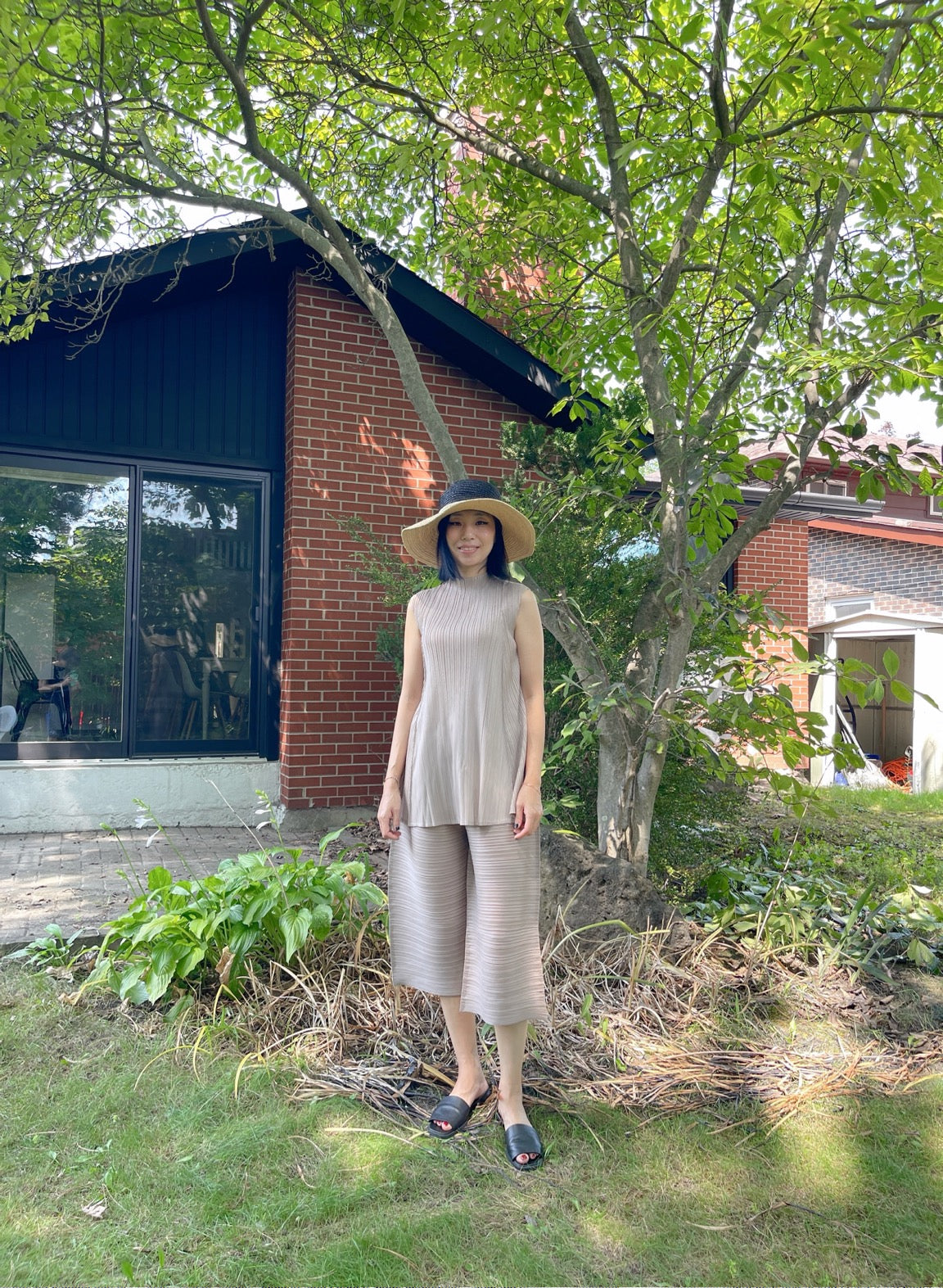 Pleats A line long top (ivory,black,mocha)