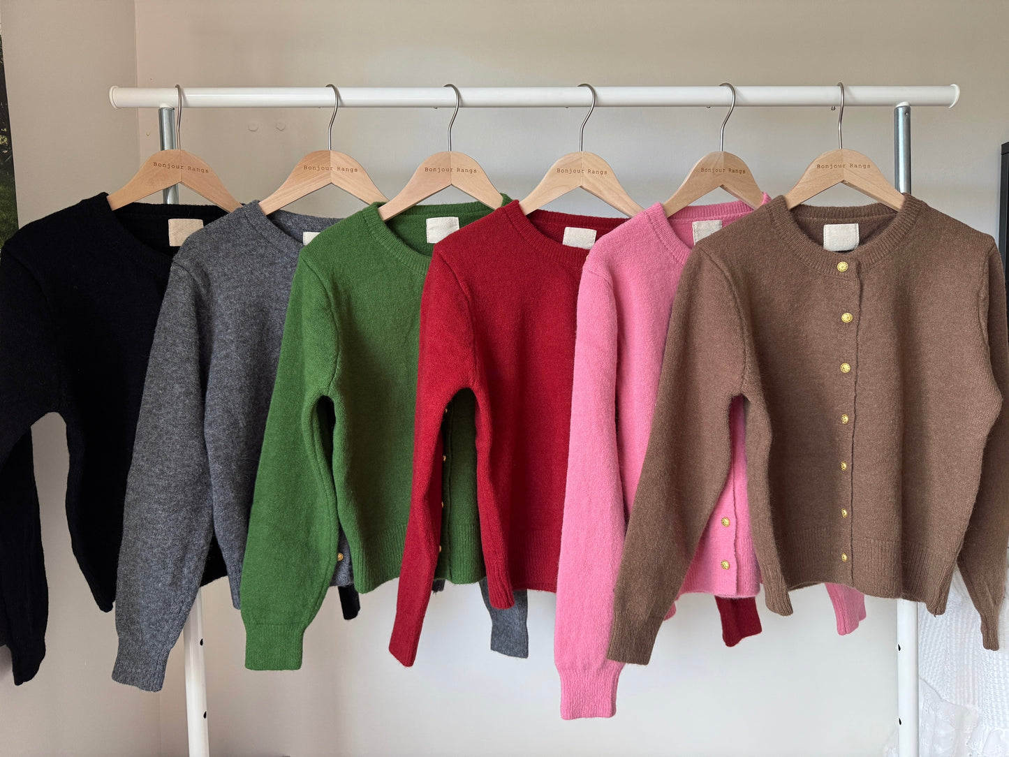 Golden button cardigan (gray, green,brown,pink,red,black)