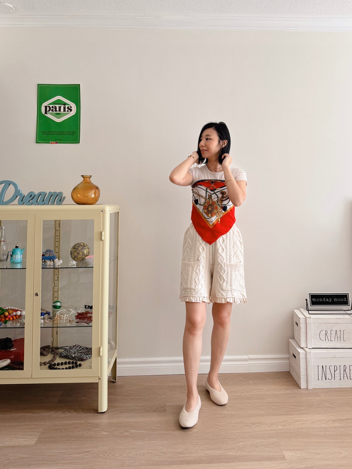 Wool knit shorts(ivory, red, black)